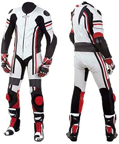 Motorcycle Racing Suit - CE Approved One Piece Track Pro Suit in White (Medium) for High-Speed Racing & Track Days
