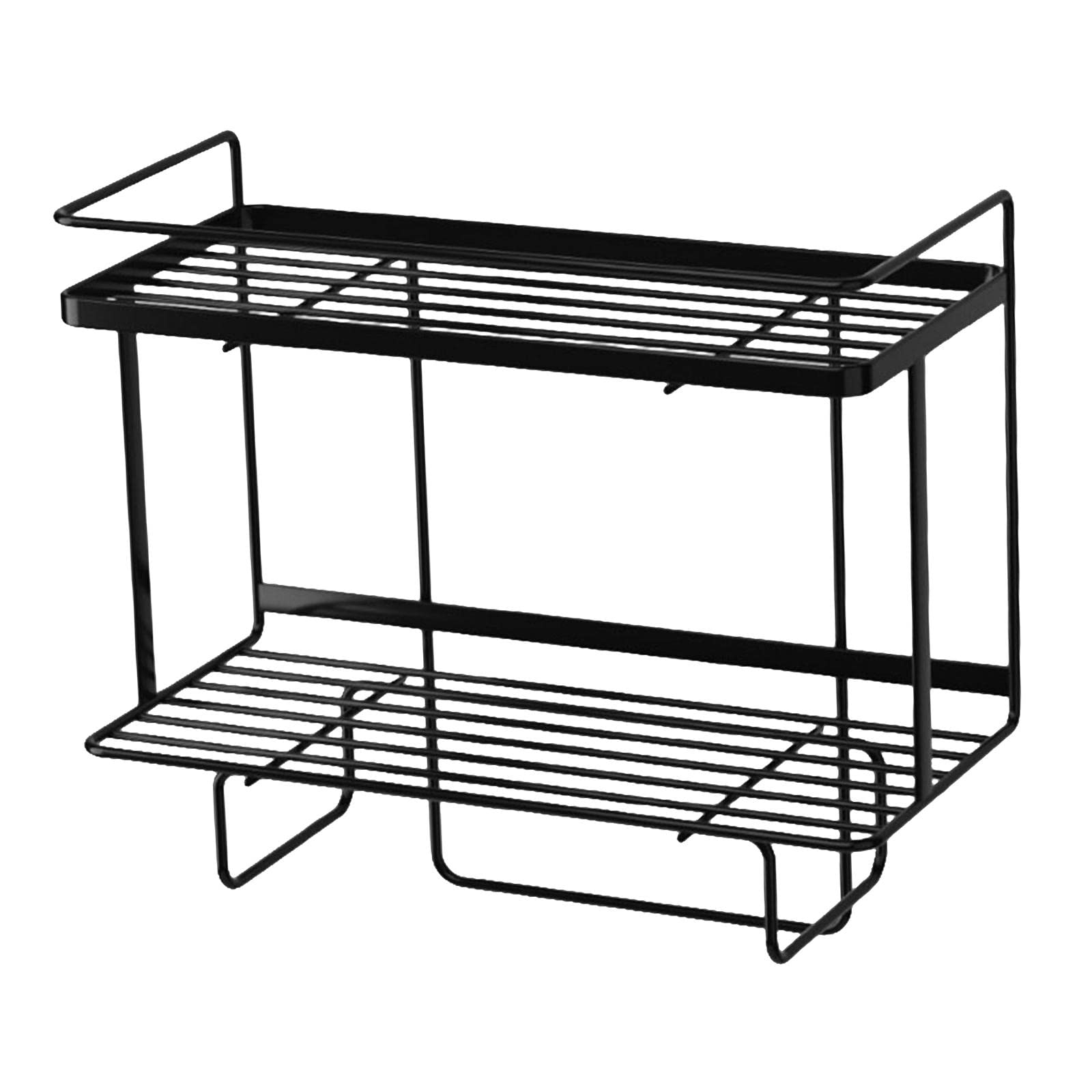MagiDeal 2-Tier Over The Toilet Storage Shelf - Bathroom Organizer with Base, Space Saving Black Shelf for Towels & Toiletries - Perfect for Small Bathrooms & Apartment Living