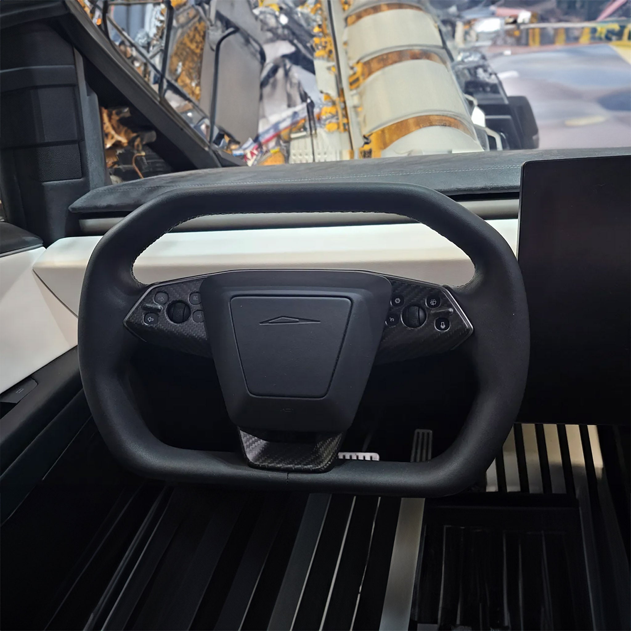 Premium Real Carbon Fiber Steering Wheel Trim Kit for Tesla Cybertruck - 3 Piece Set (Enhances Grip & Style) - Perfect for Off-Roading, Daily Commutes & Car Enthusiasts
