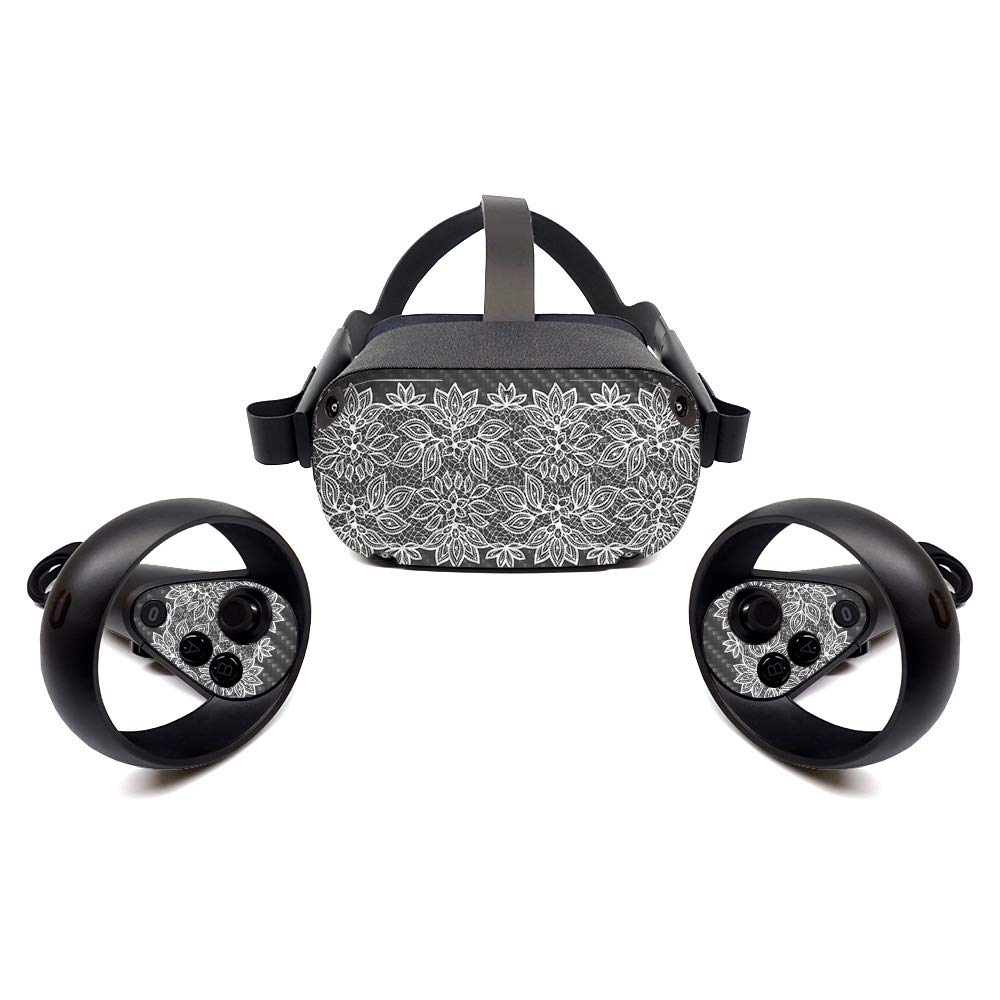 Premium Carbon Fiber Skin for Oculus Quest - Floral Lace Design | Protective & Durable Textured Cover | Easy to Apply & Remove | Made in USA | Perfect for Gaming, VR Protection & Style Customization