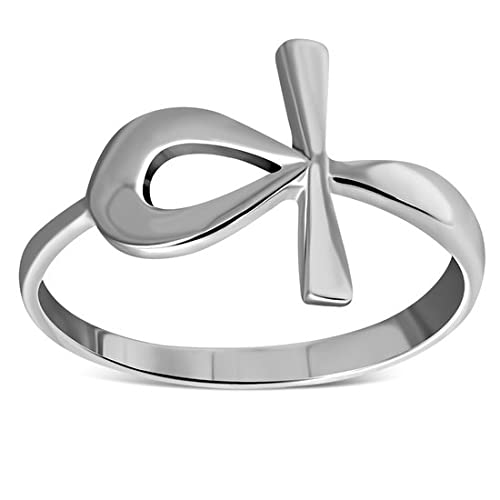 925 Sterling Silver Ankh Ring for Women - Egyptian Cross Symbol of Life - Minimalist Wraparound Jewelry - Perfect for Everyday Wear, Spiritual Gifts & Boho Fashion Accessories