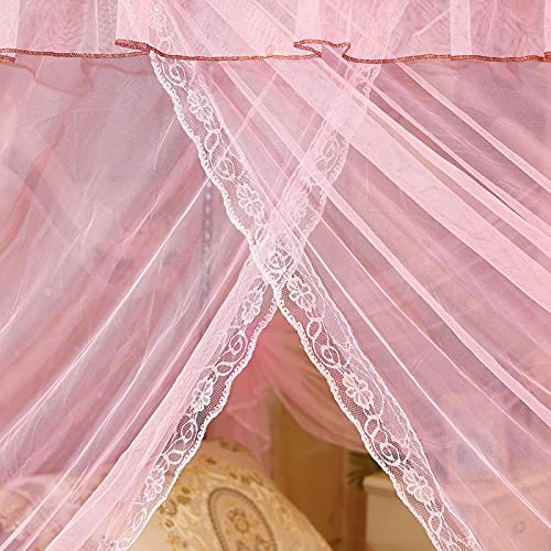 Luxury 4 Corner Post Bed Canopy with 3 Side Openings - Princess Net Bed Curtain for Single, Double & King Size Beds - Elegant Bedroom Decor for Romantic Nights, Kids Room & Boho Chic Style