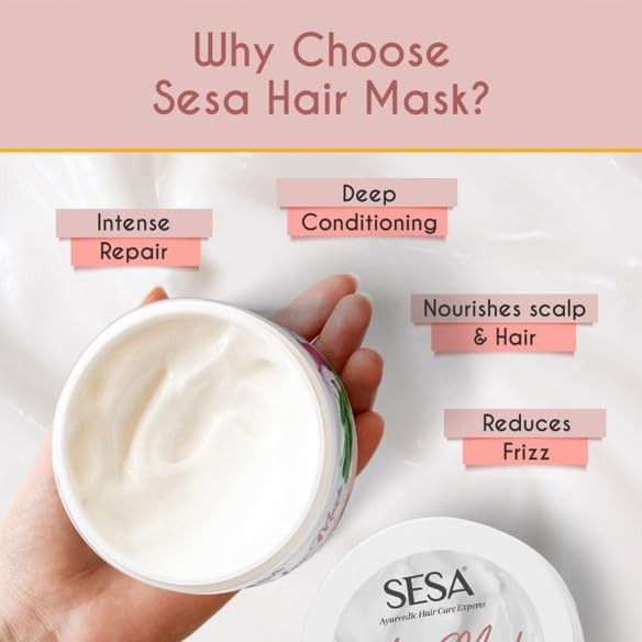 SESA Deep Conditioning Hair Mask - Intense Repair & Nourishment Treatment for Frizz-Free, Soft & Shiny Hair - 200g - Perfect for Damaged, Dry & Color-Treated Hair at Home or Salon