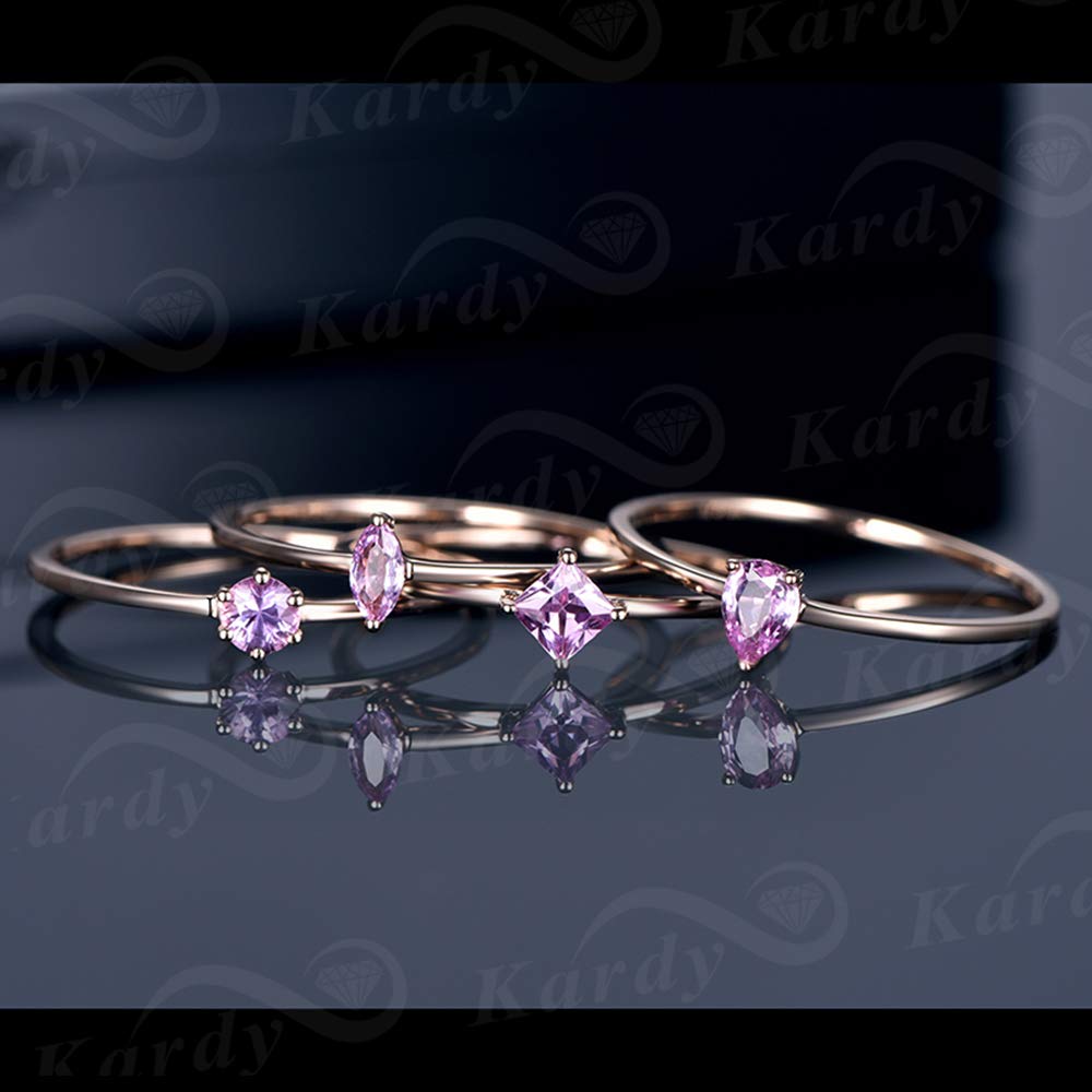 Natural Pink Sapphire Gemstone 14K Rose Gold Rings for Women - Elegant Jewelry Gift for Anniversary, Engagement & Special Occasions