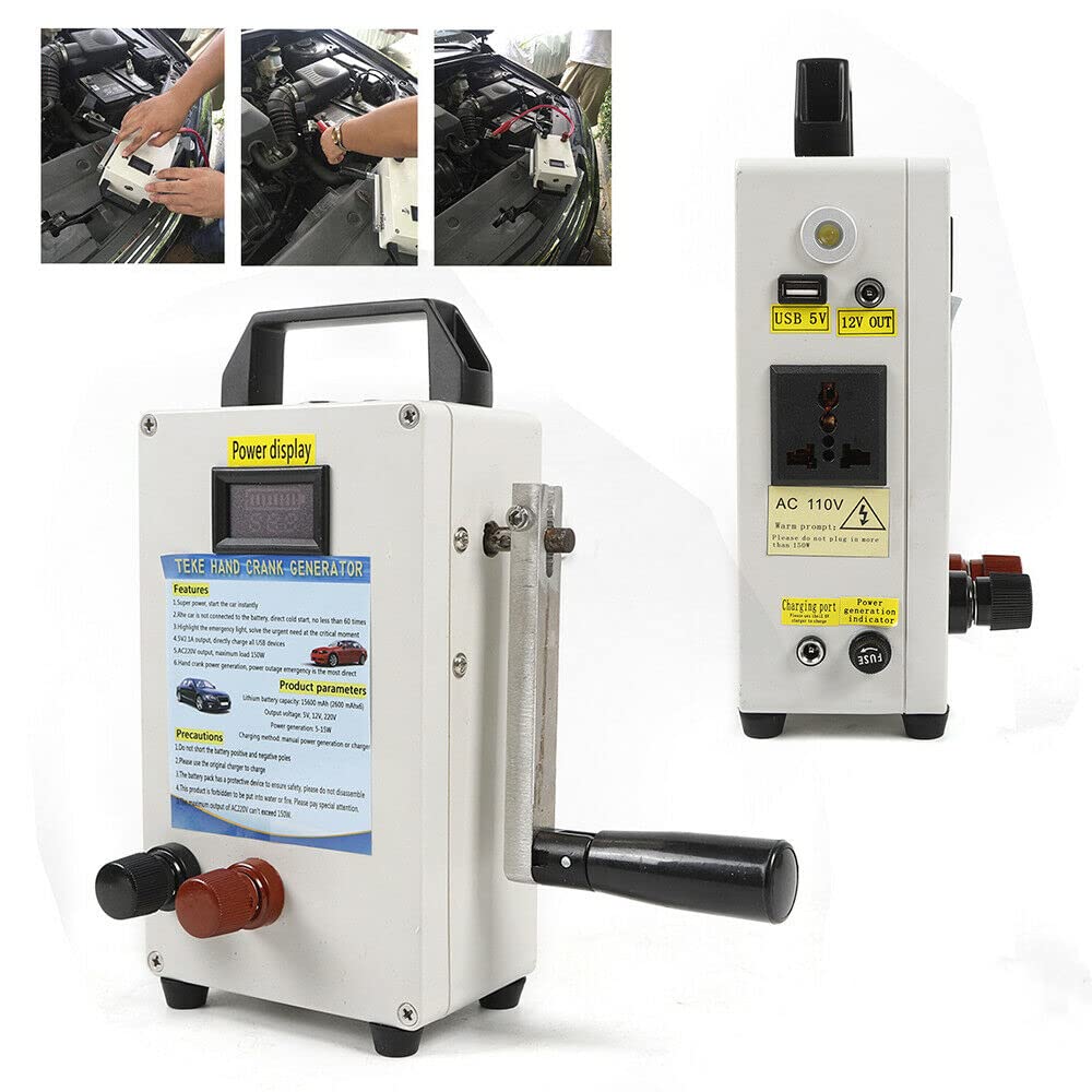 150W Hand Crank Emergency Power Generator with USB Charger - Portable Outdoor Camping Gear for Phone Charging, Survival Kits & Emergency Power Supply (Perfect for Camping, Hiking, Blackouts & Natural Disasters)