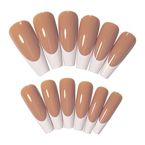 24pcs Coral Pink Trapezoid Press-On Nails with Glue - Acrylic Fake Nails for Women & Girls - Easy to Apply, Long-Lasting Wear for Parties, Weddings & Daily Use