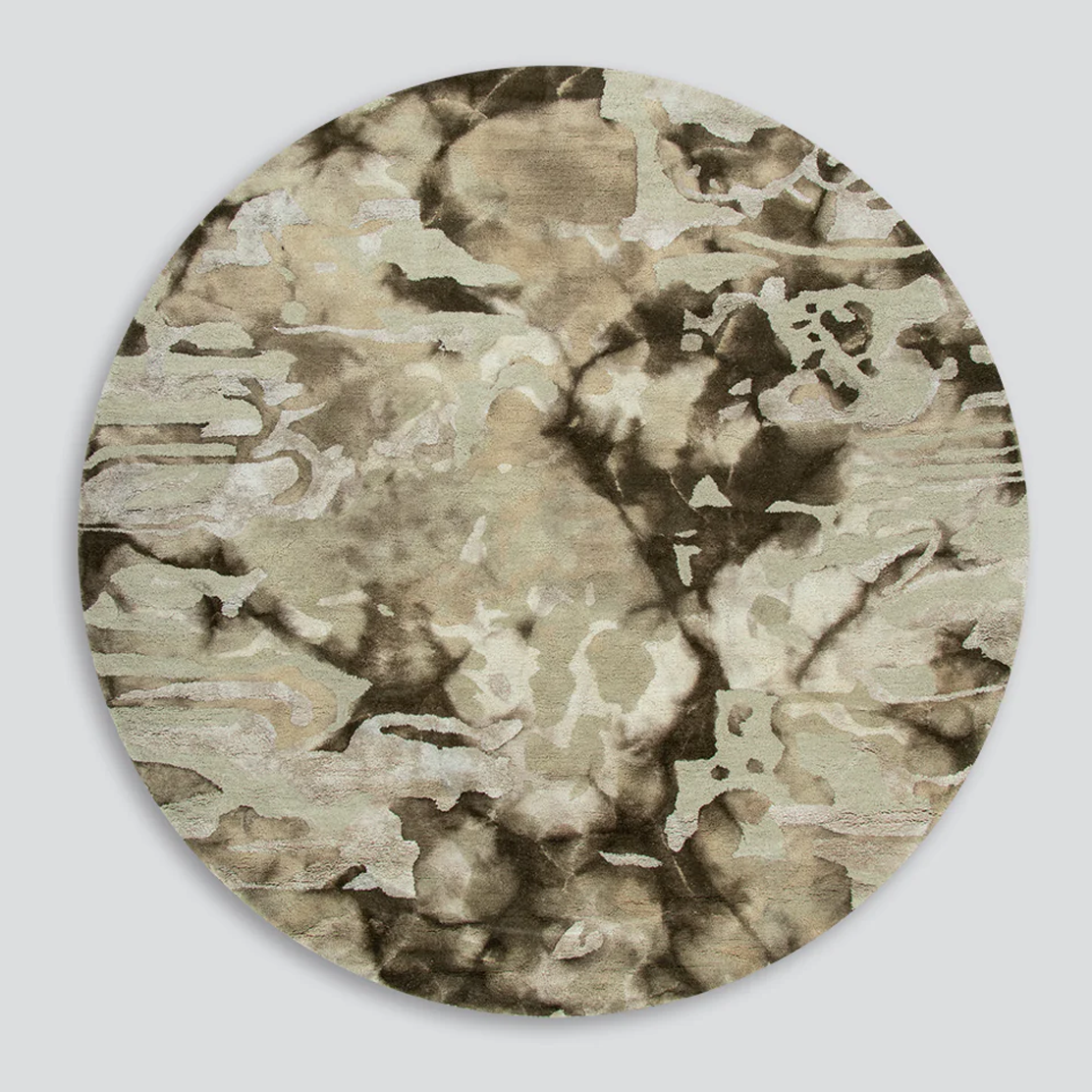 Baya Fayette Round Rug 210cm Diameter - Soft Sage Green Multi-Patterned Bohemian Area Rug for Living Room, Bedroom & Nursery Decor