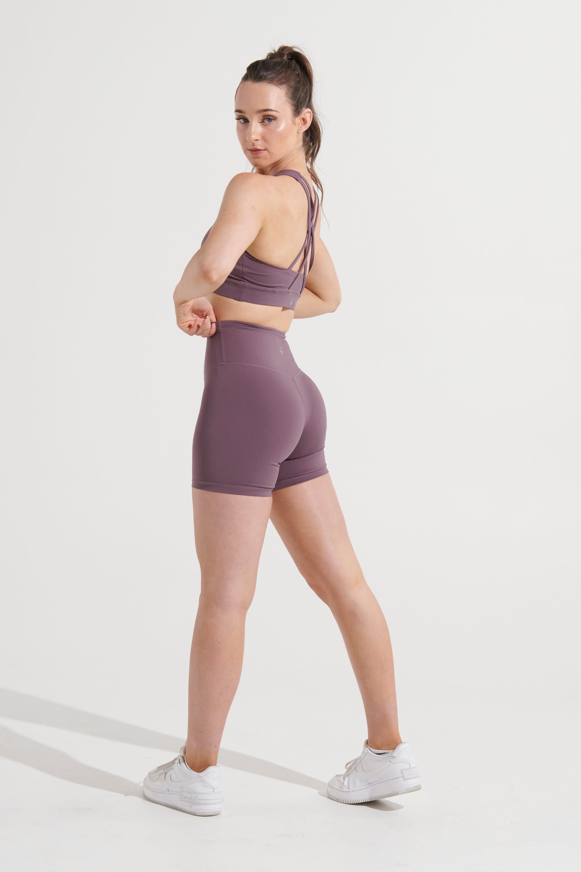 All For It Shorts – Women's High Waisted Athletic Shorts in Lilac for Running, Yoga & Gym Workouts