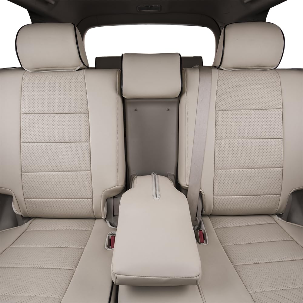 Premium Leather Car Seat Covers for Toyota 4Runner 2010-2024 (7-Seater) - Custom Fit, Beige Color, Full Set Protection - Perfect for Family Road Trips & Off-Road Adventures