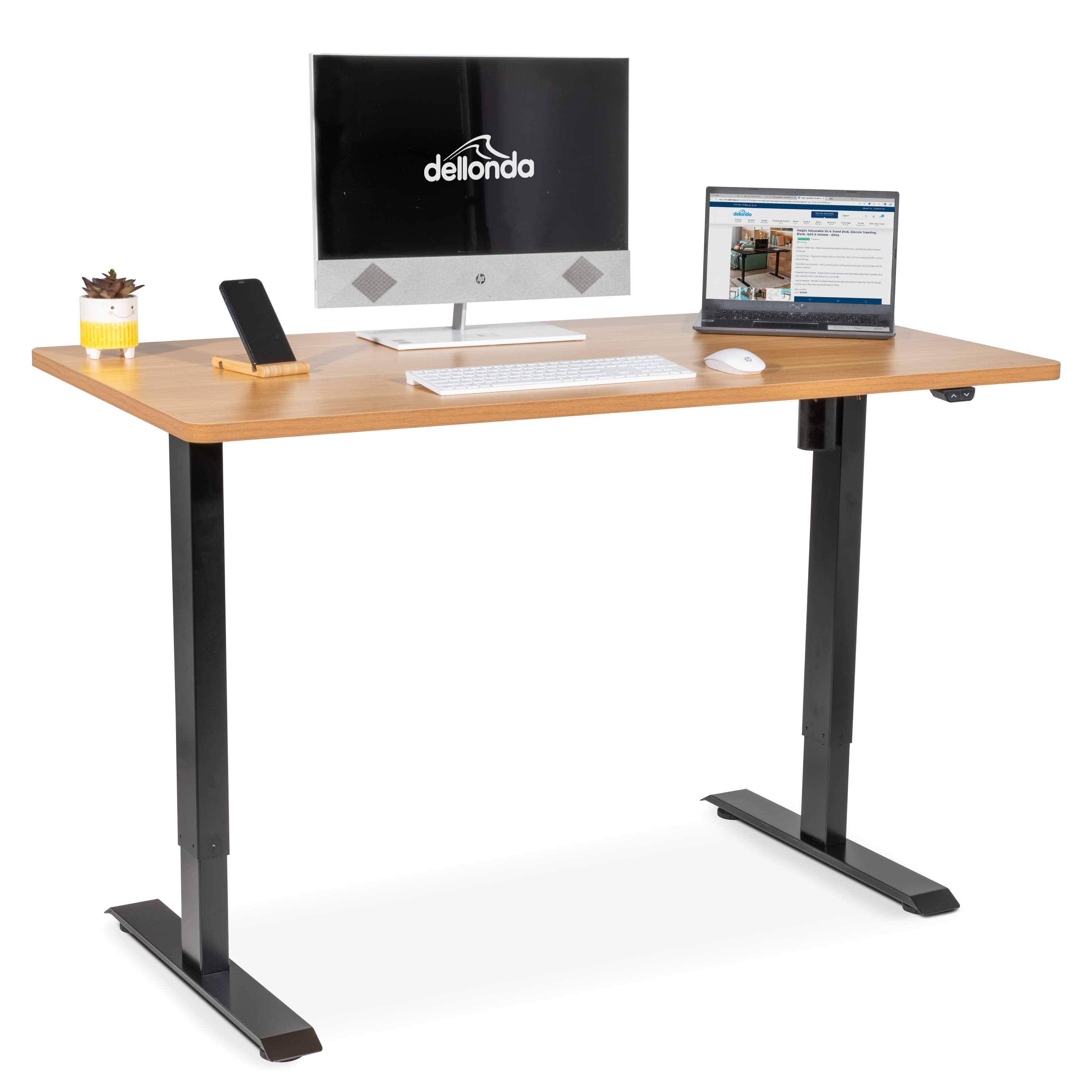 Ergonomic Oak Electric Height Adjustable Standing Desk - 55