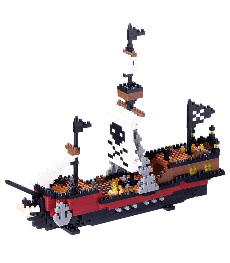 Nanoblock Pirate Ship Building Kit - NBM 011 - Miniature Model Set for Adults & Kids - Perfect for Home Decoration, Gift Giving & Creative Play