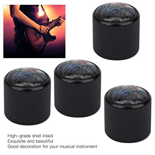 4-Pack Metal Dome Guitar Knobs for Electric Bass - 6mm Shaft Volume Control Knobs (Black Shell) - Perfect for Guitar Upgrades & DIY Repairs - Stage & Studio Use