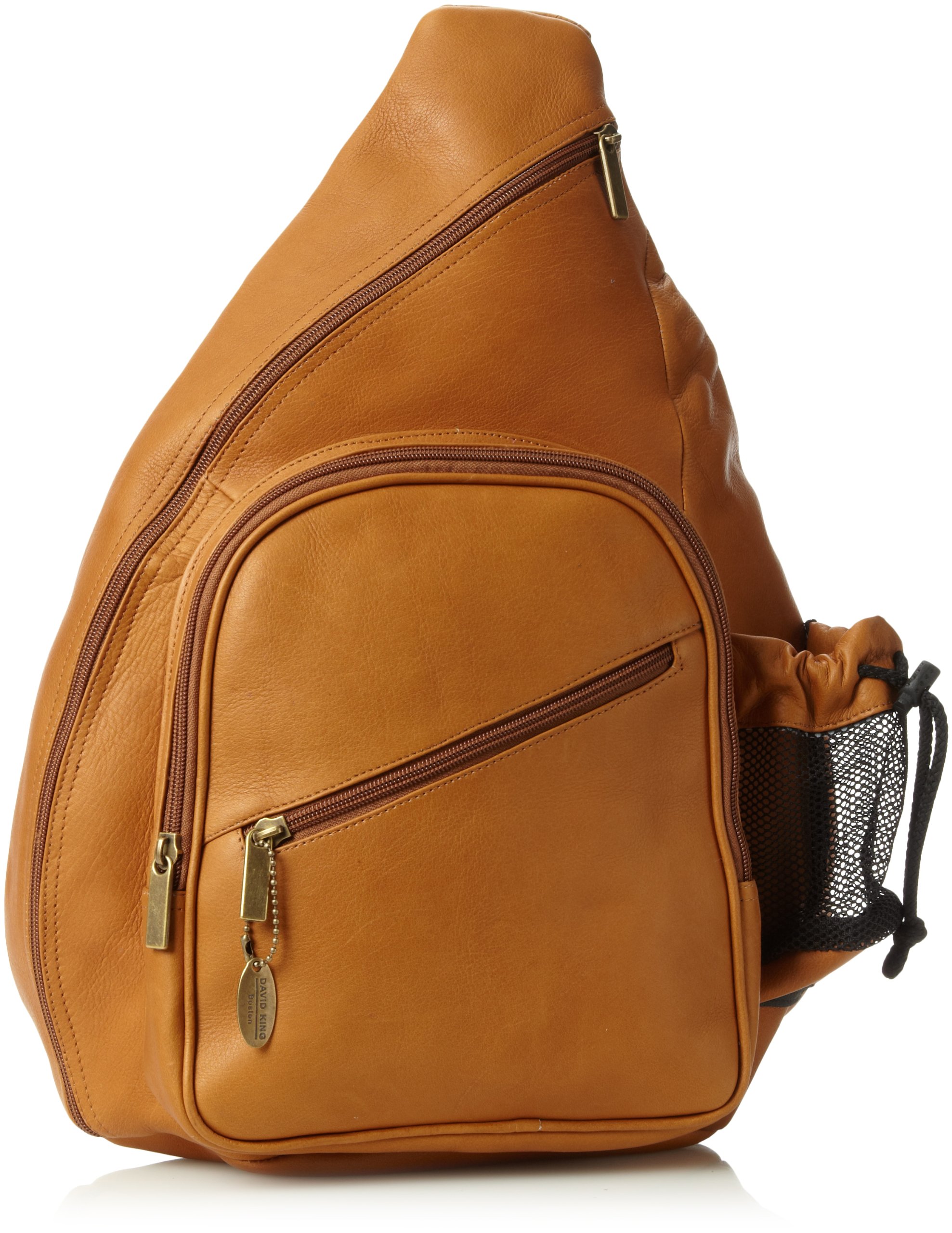 David King & Co. Leather Crossbody Bag for Women & Men - Adjustable Strap, Light Tan, One Size - Perfect for Travel, Work & Daily Commute