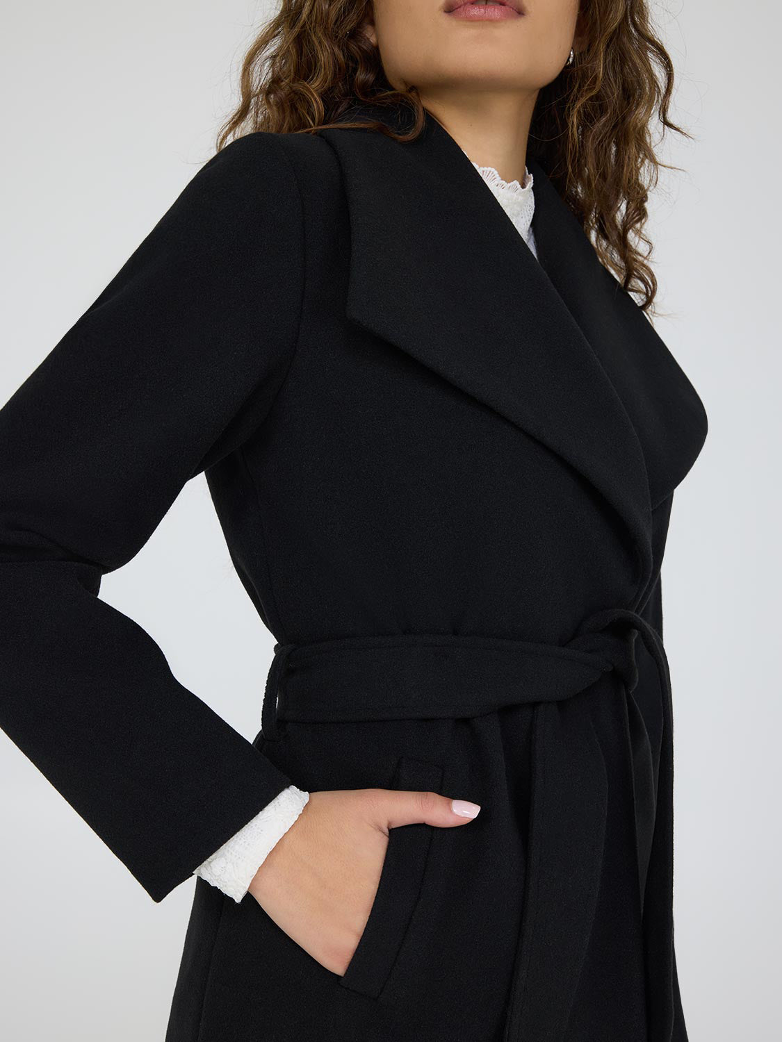 Faux Wool Shawl Collar Wrap Coat for Women - Winter Warm Elegant Long Cardigan - Perfect for Office, Date Night & Holiday Parties