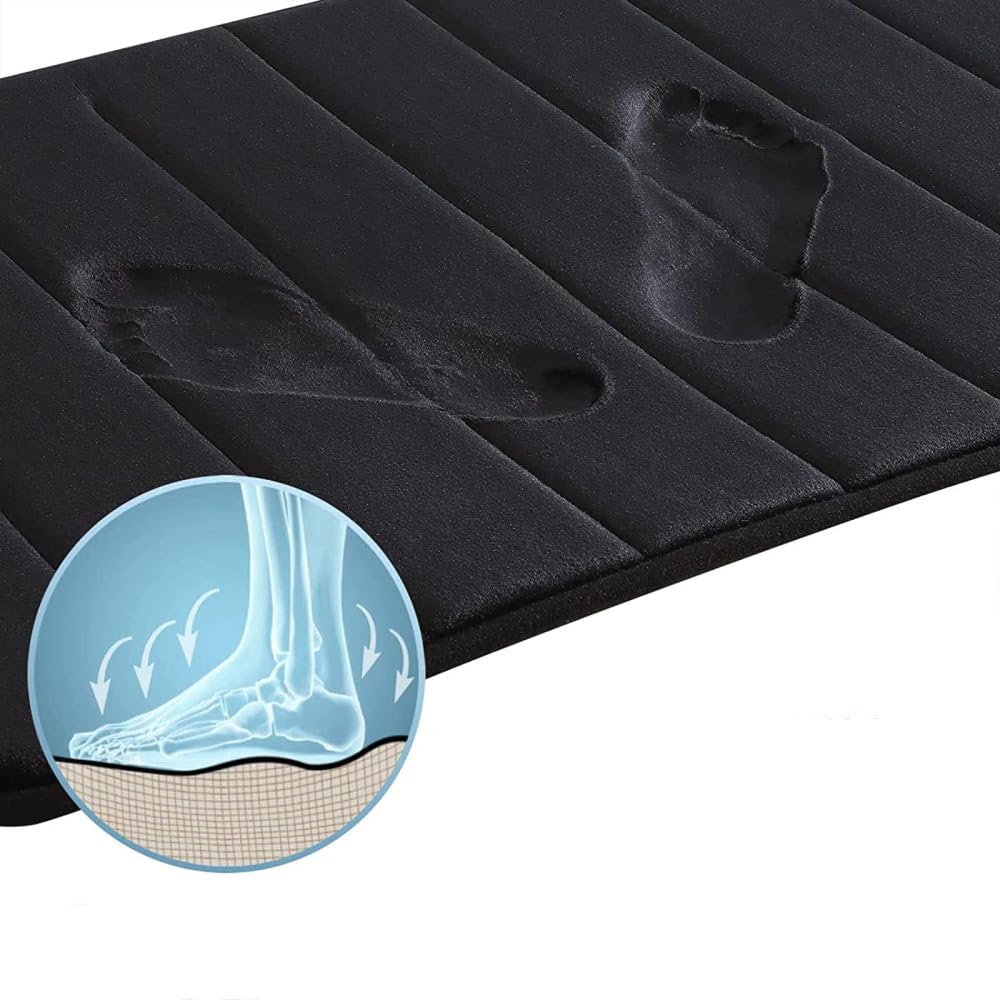 Premium Memory Foam Bath Mat - Ultra Soft Non-Slip Toilet & Shower Mat - 50x60cm U-Shaped Bathroom Floor Rug (Black) - Perfect for Bathroom Safety & Comfort, Ideal for Elderly & Kids