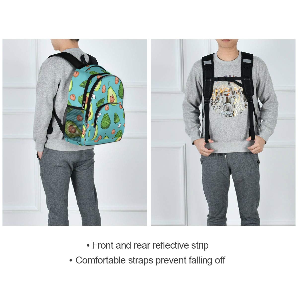 ALAZA Cute Avocado Print Backpack - Lightweight School Bag for Teens & Kids, Durable Bookbag for Elementary Students, Waterproof Daypack for Travel & Outdoor Activities