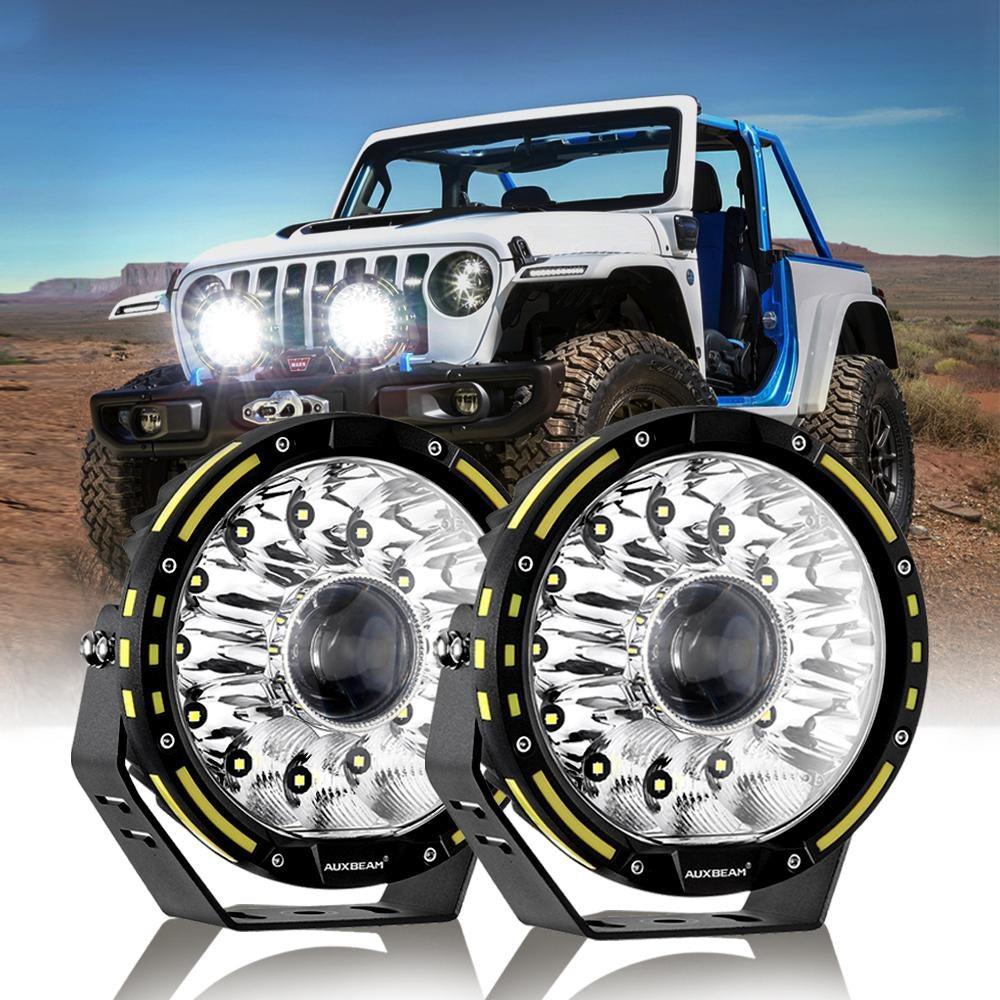 2-Pack 7 Inch 230W 33332LM 360 PRO Series Offroad LED Light Bar with Custom Lens & Optional Amber/Black Covers - Compatible with Jeep Wrangler JL JK TJ - Perfect for Off-Roading, Night Driving & Adventure Vehicles