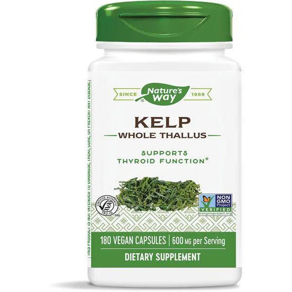 Nature's Way Kelp Supplement - 250 Capsules | Iodine Rich Seaweed for Thyroid Support & Metabolism Boost | Vegan, Non-GMO, Gluten-Free | Great for Thyroid Health & Energy Levels