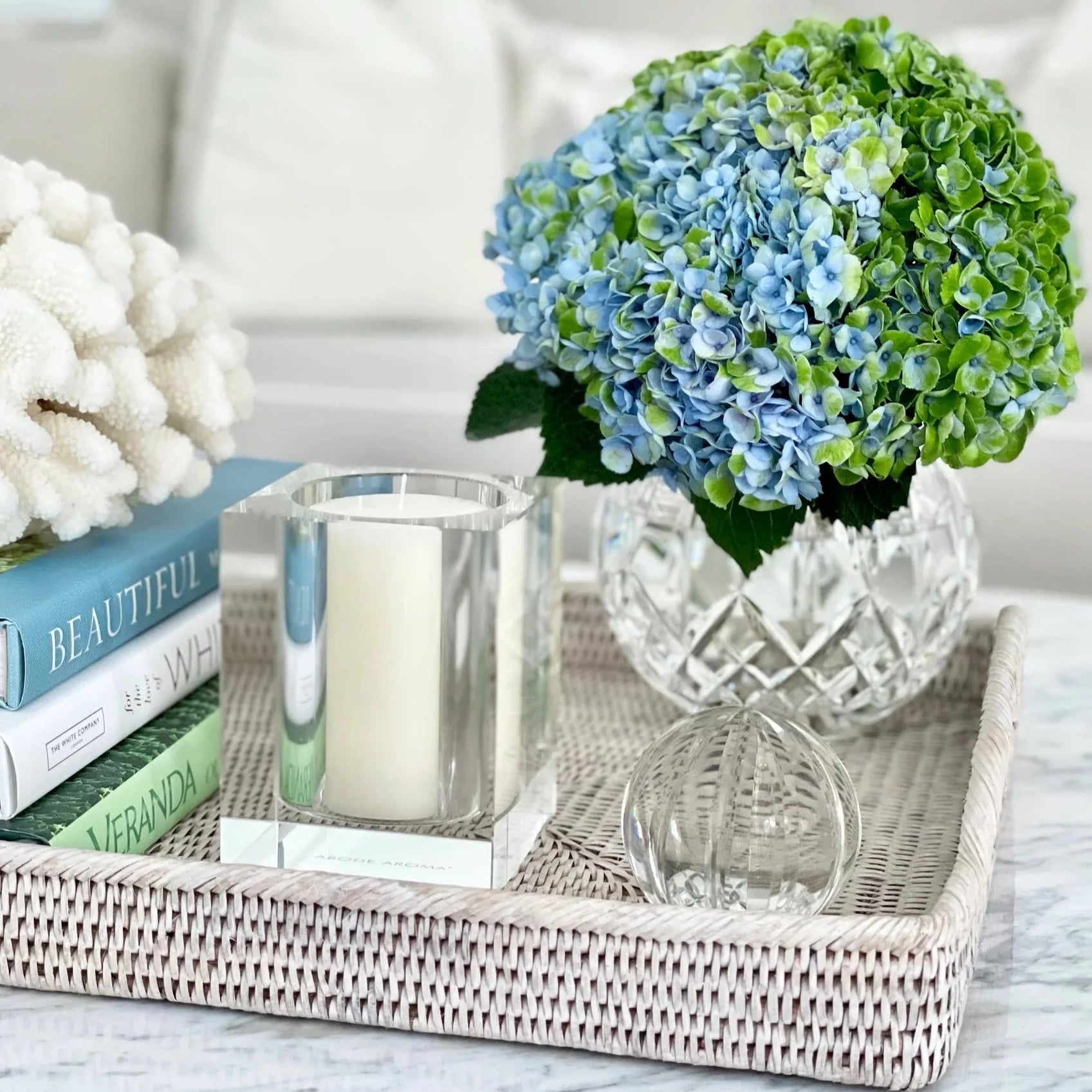 Premium Angelica Citron 220g Bevelled Crystal Scented Candle by Abode Aroma - Luxury Home Fragrance for Relaxation, Spa & Romantic Ambiance