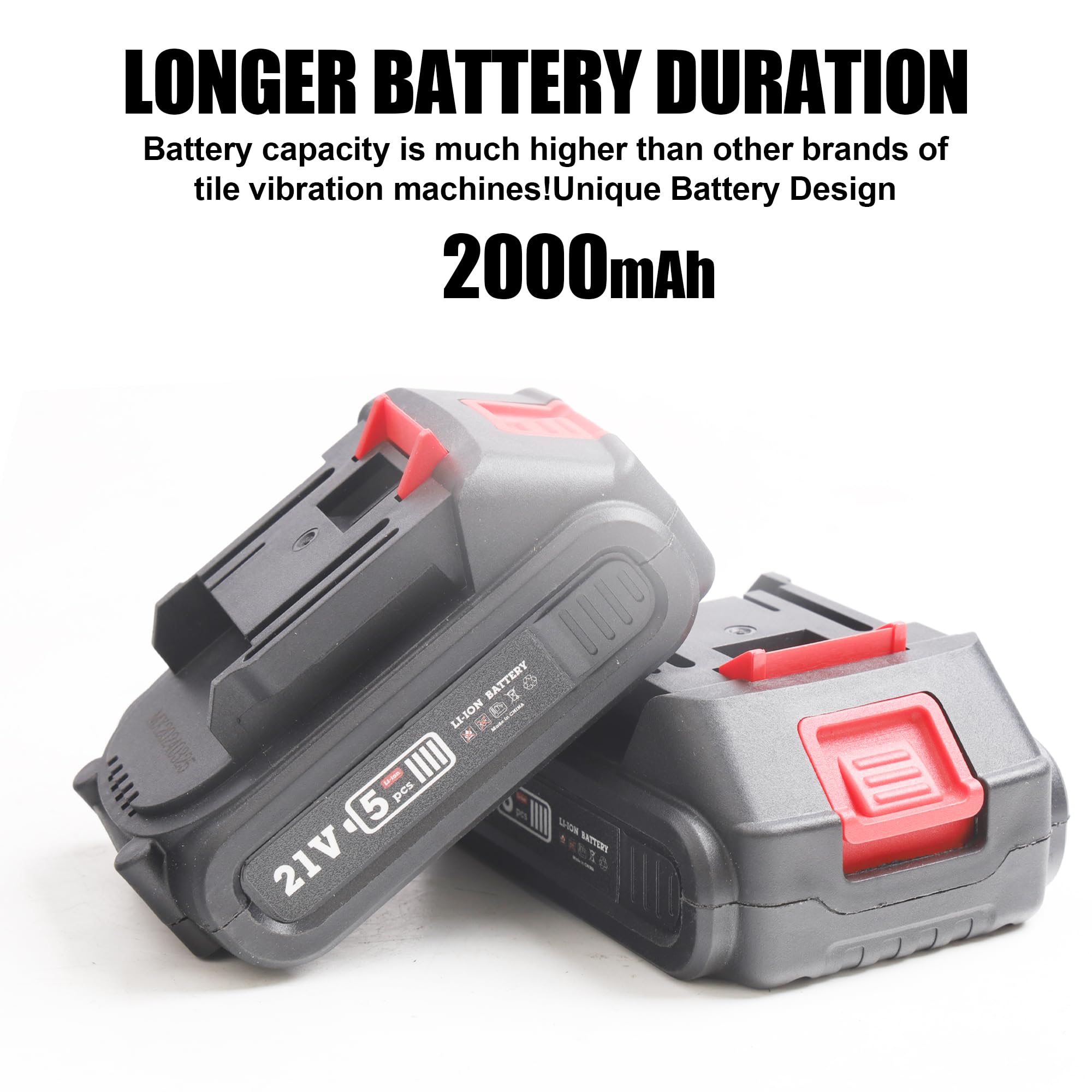 HERZO 20V Tile Vibration Leveling Machine - 12-Speed Adjustable Tiler Vibrator with Digital Display, Suction Cup & Lock Design - Perfect for Floor, Wall & Tile Installation (Includes 2 Batteries) - Ideal for DIY Home Renovation & Professional Construction Projects