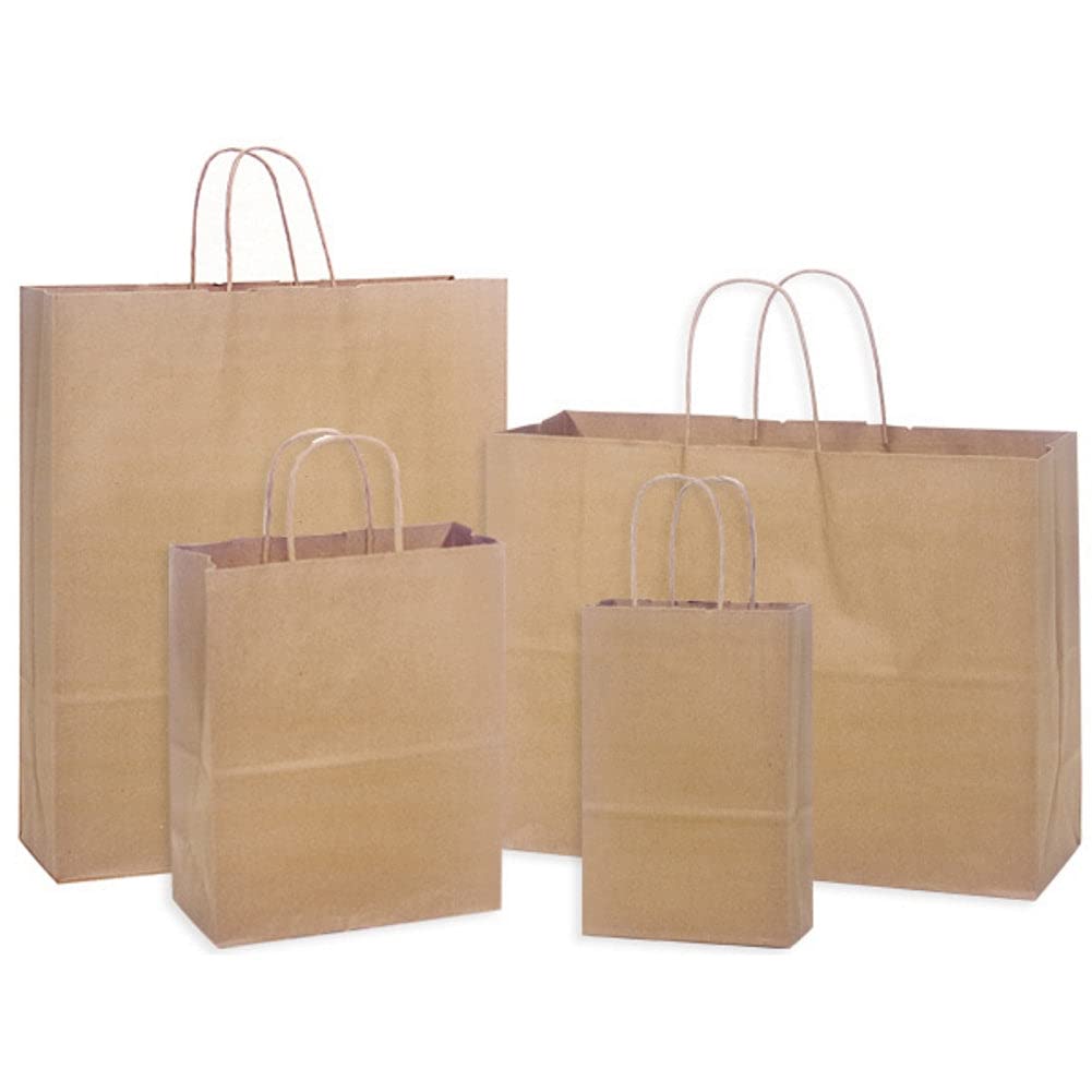 NW Natural Kraft Shopping Bags Assortment - 4 Sizes (250 Pack) - Eco-Friendly Paper Grocery Bags for Retail Stores, Farmers Markets & Takeout Food