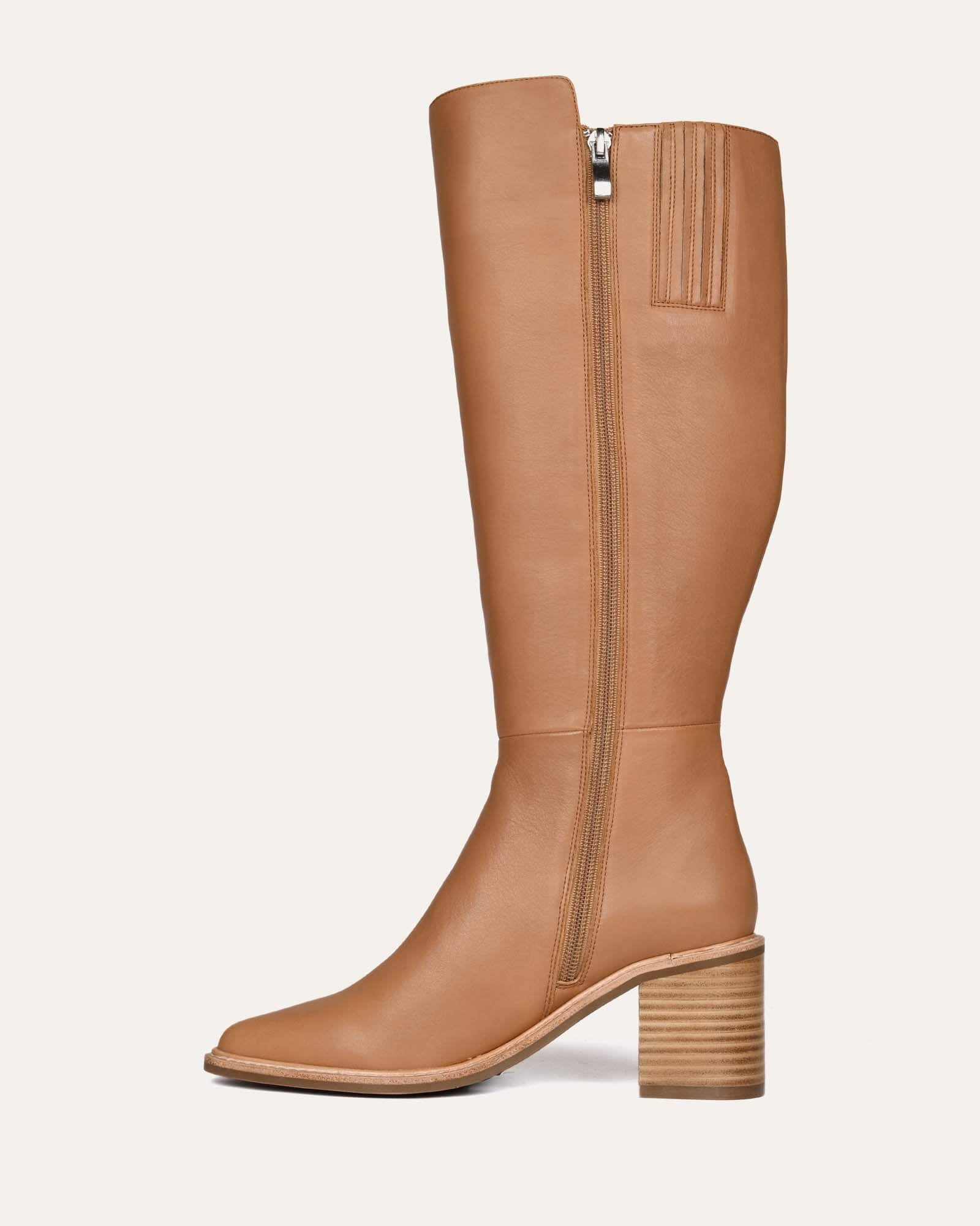 ANISSA Women's Knee High Boots in Beige Genuine Leather - Stylish Fall & Winter Fashion for Casual Outings and Office Wear