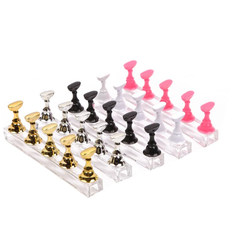 Gleevia Acrylic Nail Art Display Stand - Rose Gold Manicure Practice Holder for False Nails & Alloy Nail Art Tools | Perfect for Salon Training, DIY Nail Art & Professional Manicure Displays