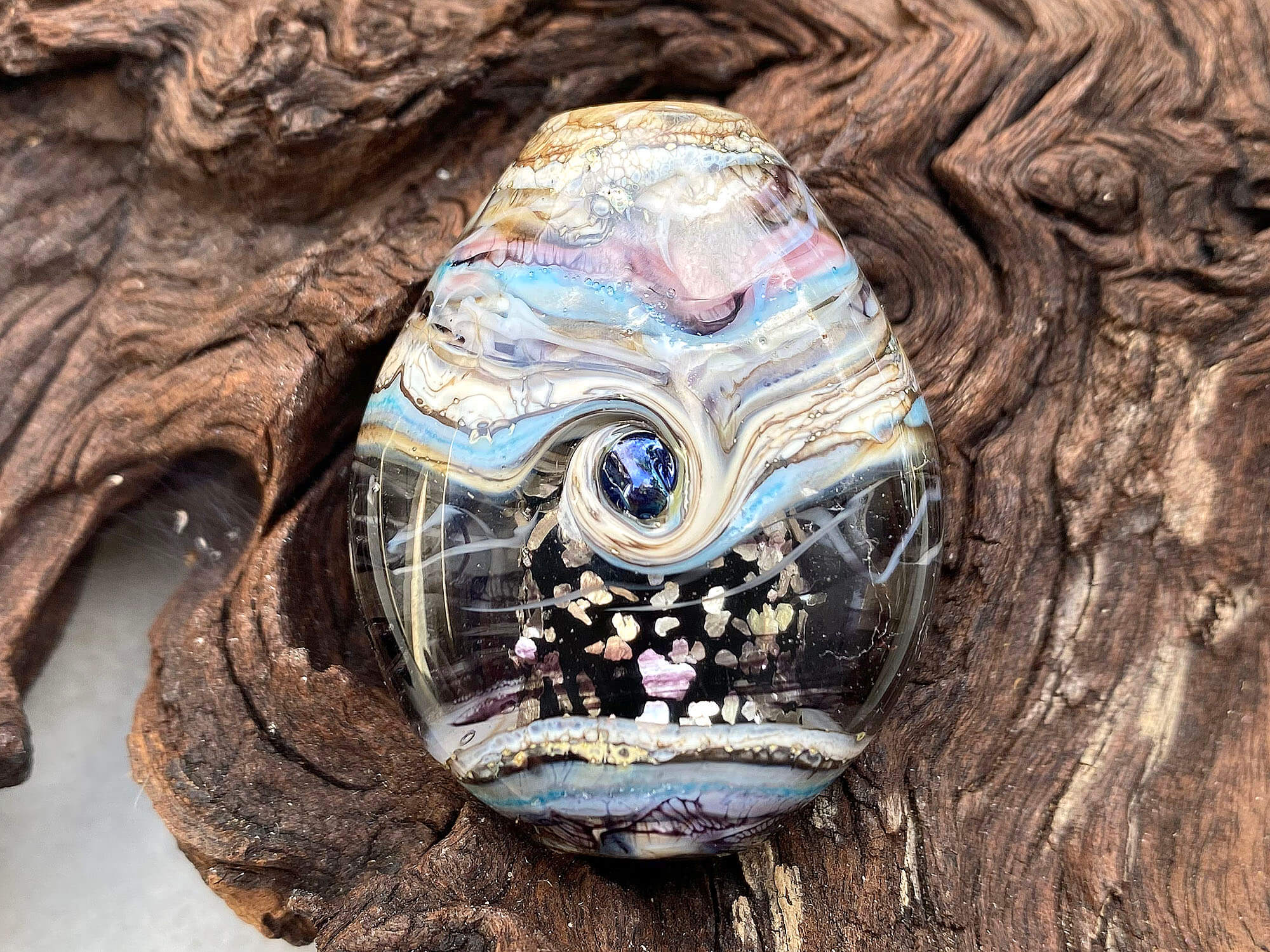 Black Light Organic Lampwork Focal Bead SRA - Handmade Glass Bead for Jewelry Making & DIY Crafts - Perfect for Necklaces, Bracelets & Art Projects