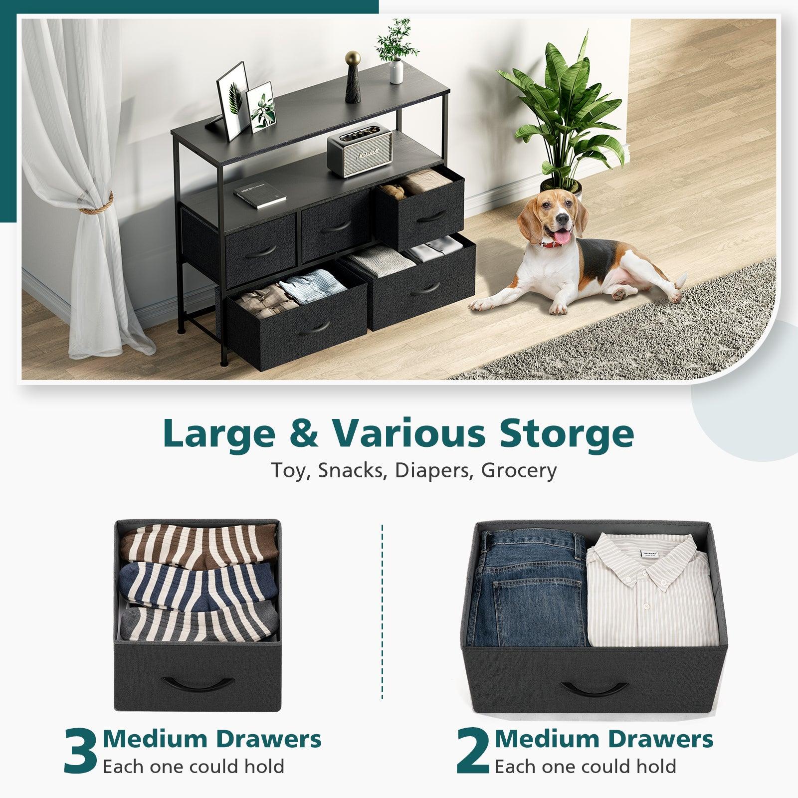 5-Drawer Fabric Dresser with Metal Frame - Modern Bedroom Chest of Drawers for Closet Organization | Perfect for Small Spaces & Apartment Storage