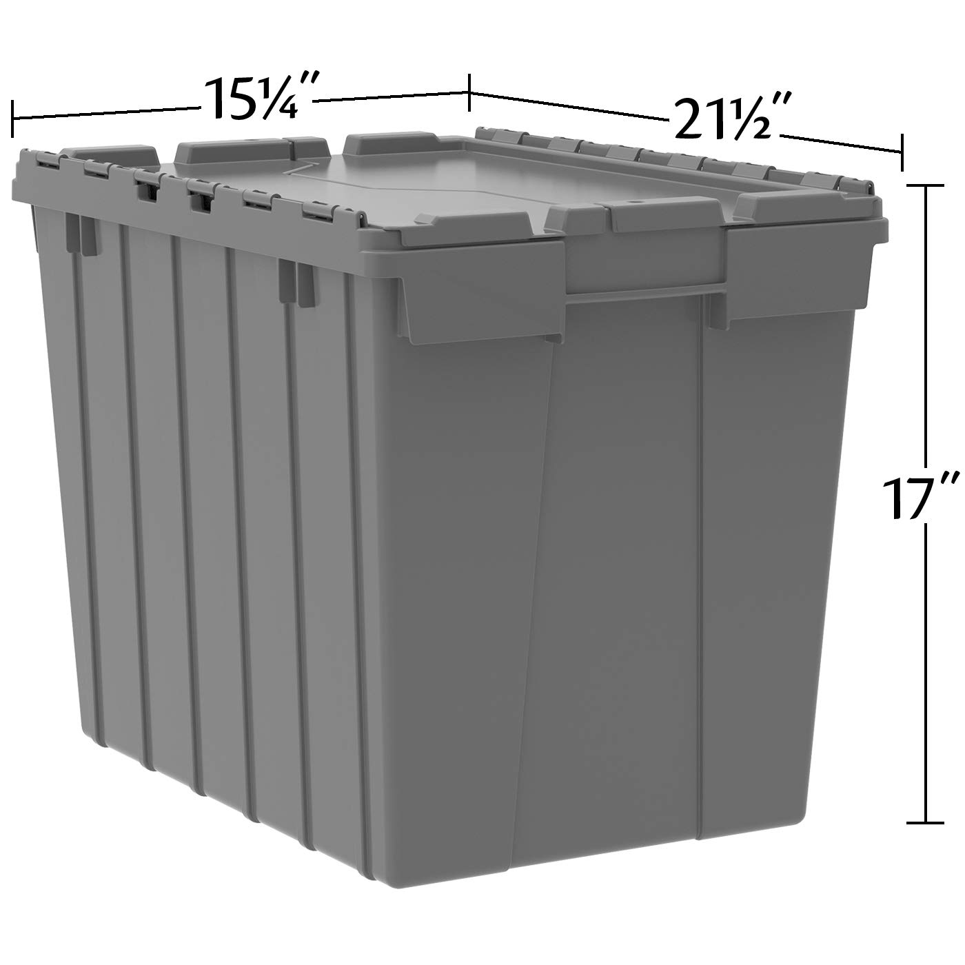 Akro-Mils 39170 Heavy-Duty Plastic Storage Tote with Hinged Lid - 21x15x17 Inches, Blue (3-Pack) - Ideal for Garage, Warehouse & Industrial Organization