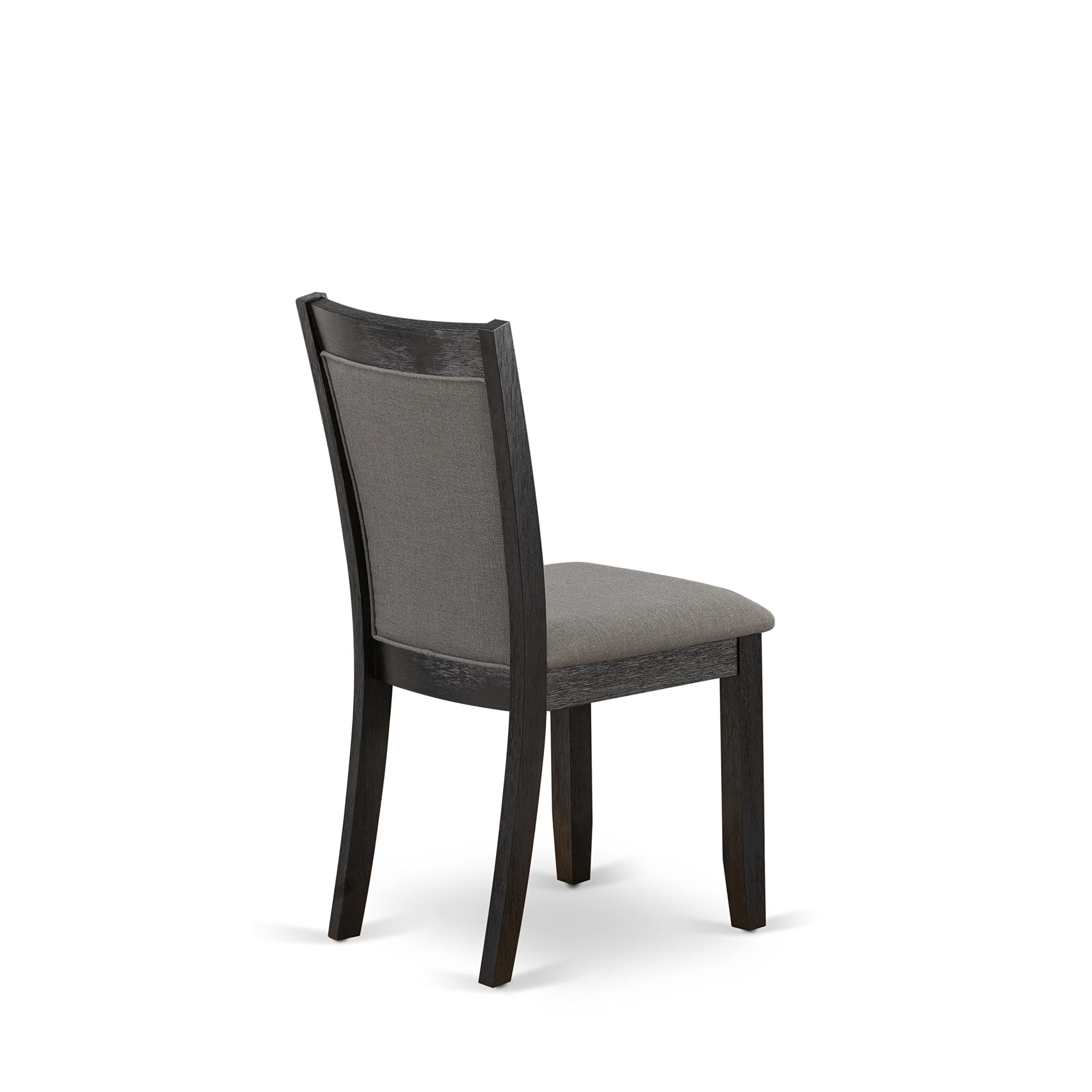 East West Furniture ANMZ3-AB6-50 3-Piece Round Dining Table Set with Pedestal Base & 2 Dark Gotham Grey Upholstered Chairs, 36x36 Inch, Wirebrushed Black - Perfect for Small Kitchen, Breakfast Nook, or Apartment Dining Space