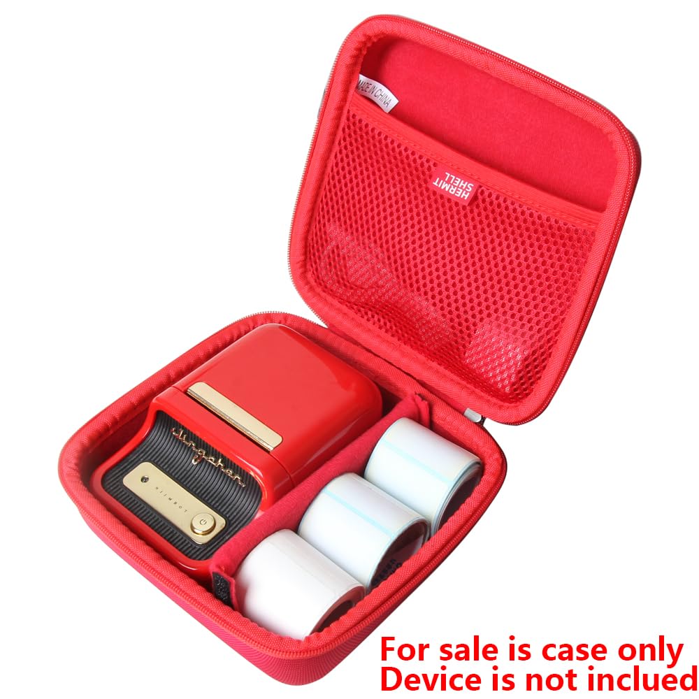 NIIMBOT B21 Inkless Label Maker Hard Travel Case - Durable Protective Cover for Label Printer, Compact & Lightweight (Red) - Perfect for Office, Home, Travel & Business Organization