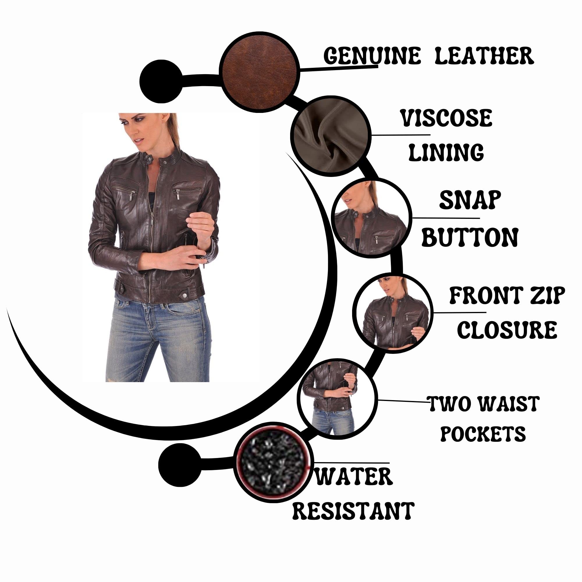 Luis Women's Lambskin Leather Jacket - Stylish Motorcycle Bomber & Biker Jacket for Women | Perfect for Riding, Casual Outfits & Night Out