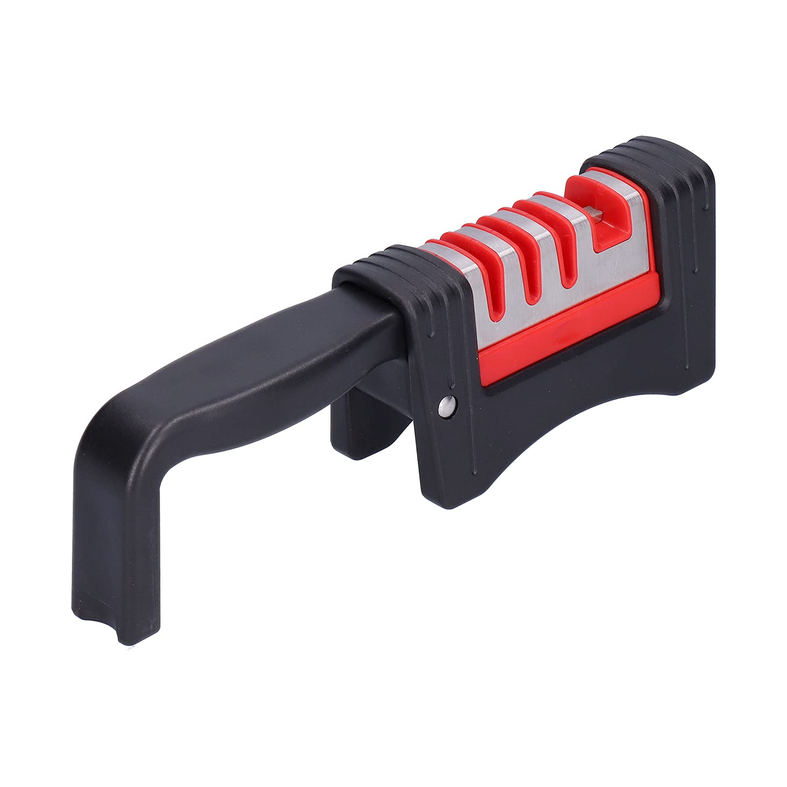 Minifinker 4-in-1 Manual Scissor & Knife Sharpener - Quick Sharpening Tool for Ceramic Blades, Folding Knives (Black+Red) | Perfect for Kitchen, Camping & DIY Projects