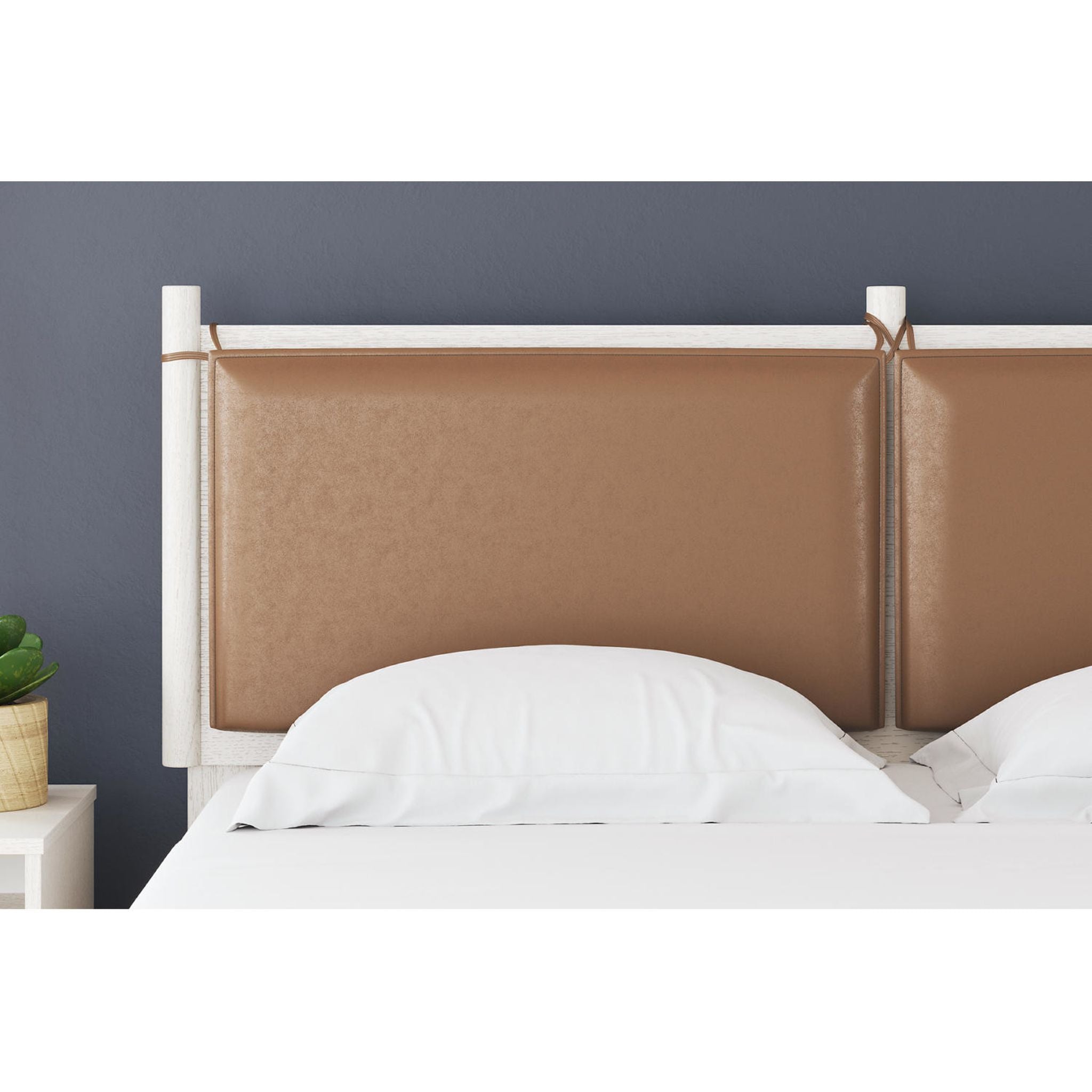 Aprilyn Queen Panel Bed - White Wooden Frame with Upholstered Headboard - Perfect for Master Bedroom, Guest Room & Modern Home Decor