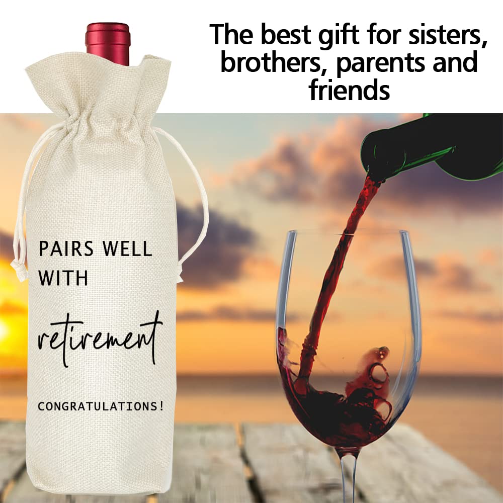 Elegant Retirement Wine Gift Bag - Perfect Retirement Gift for Men & Women - Thoughtful Leaving Present for Colleagues, Friends, Boss, Nurse or Teacher - Great for Farewell Parties & Retirement Celebrations
