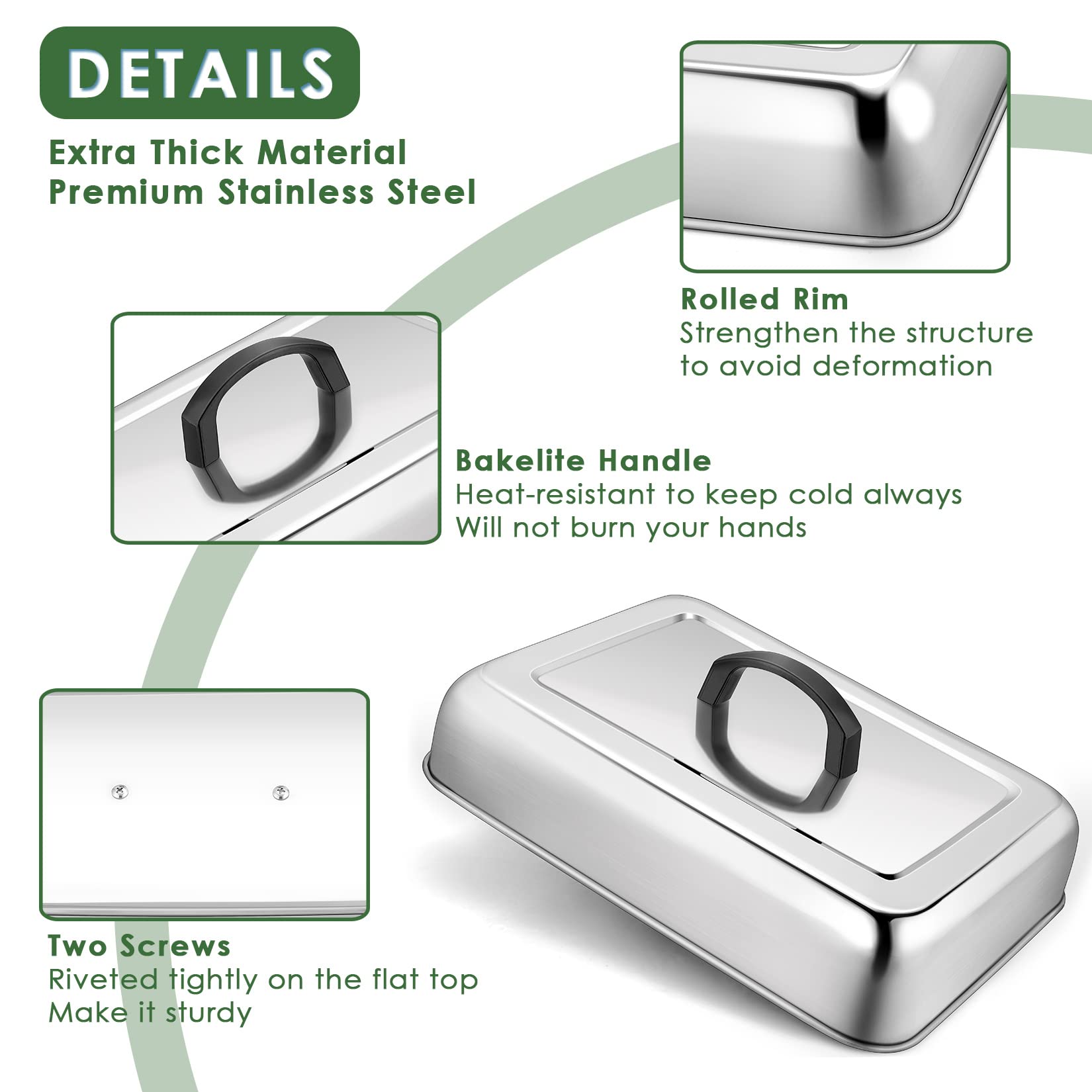 13 x 9.8 Inch Stainless Steel Basting Cover Melting Dome - Joyfair Rectangular Cheese Melt Lid for Flat Top Griddle - Heat-Resistant Handle & Screwdriver - Dishwasher Safe - Perfect for Outdoor/Indoor BBQ, Burgers & Melting Cheese