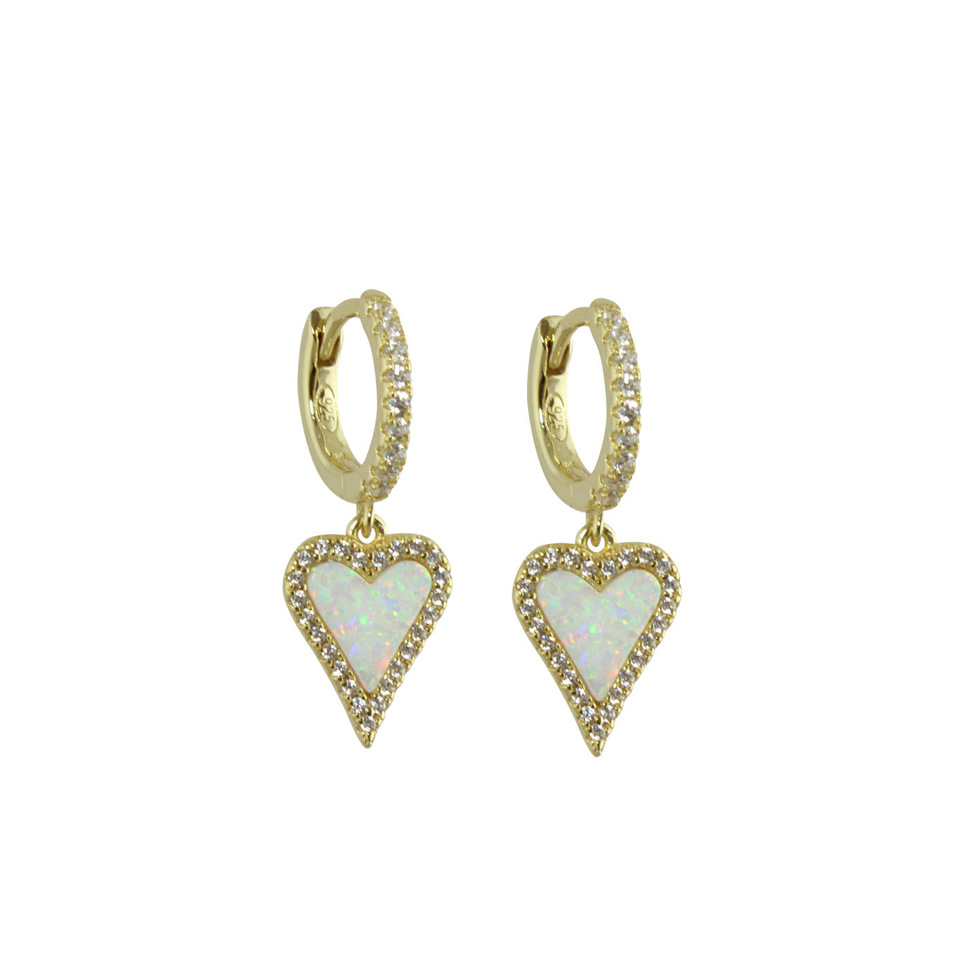 Opal Heart Huggies Earrings - Elegant Sterling Silver Huggie Hoops for Women | Perfect for Everyday Wear, Date Nights & Special Occasions