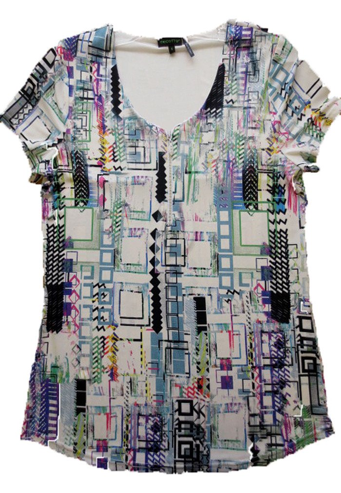 Stylish Mod Scene Short Sleeve V-Neck Top with Rhinestone Zipper Detail - Perfect for Casual Outings, Parties & Retro Fashion Looks