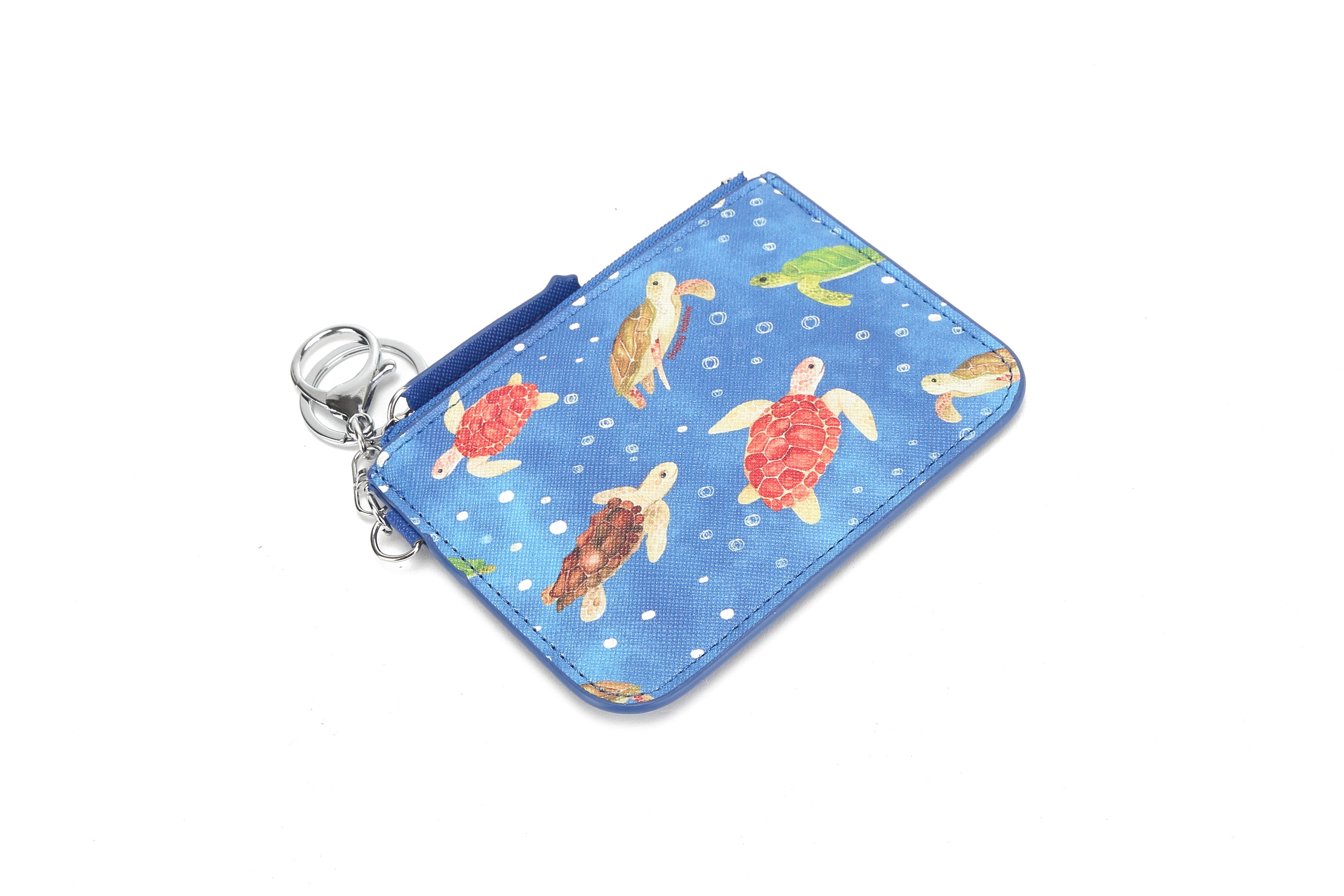 Premium Leather Card Holder with May Local Turtles Blue Design - Slim RFID Blocking Wallet for Men & Women - Perfect for Travel, Work, and Everyday Use