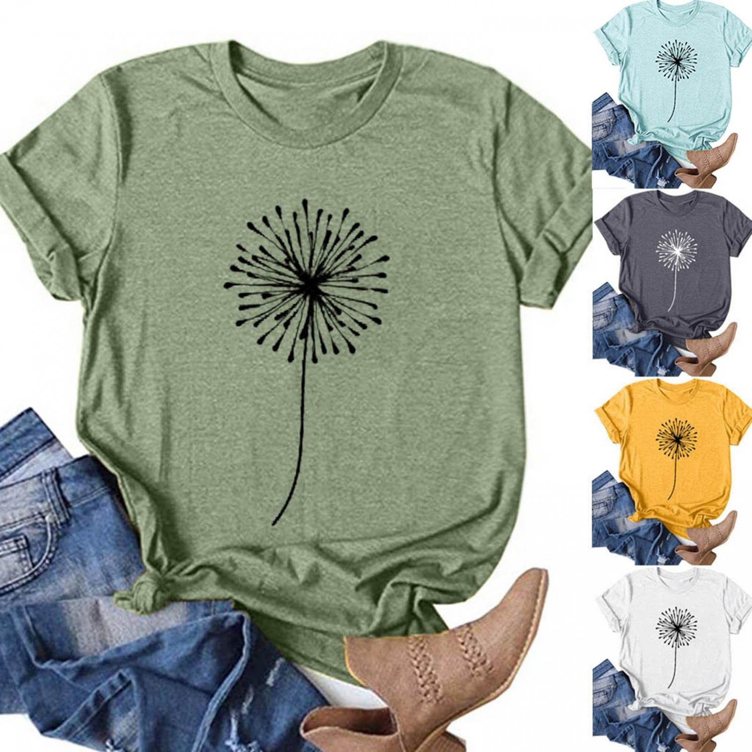 FABIURT Women's Cute Printed T-Shirts - Funny Graphic Tees & Loose Tunic Blouses for Summer | Casual Wear, Outfits with Friends, Weekend Outings
