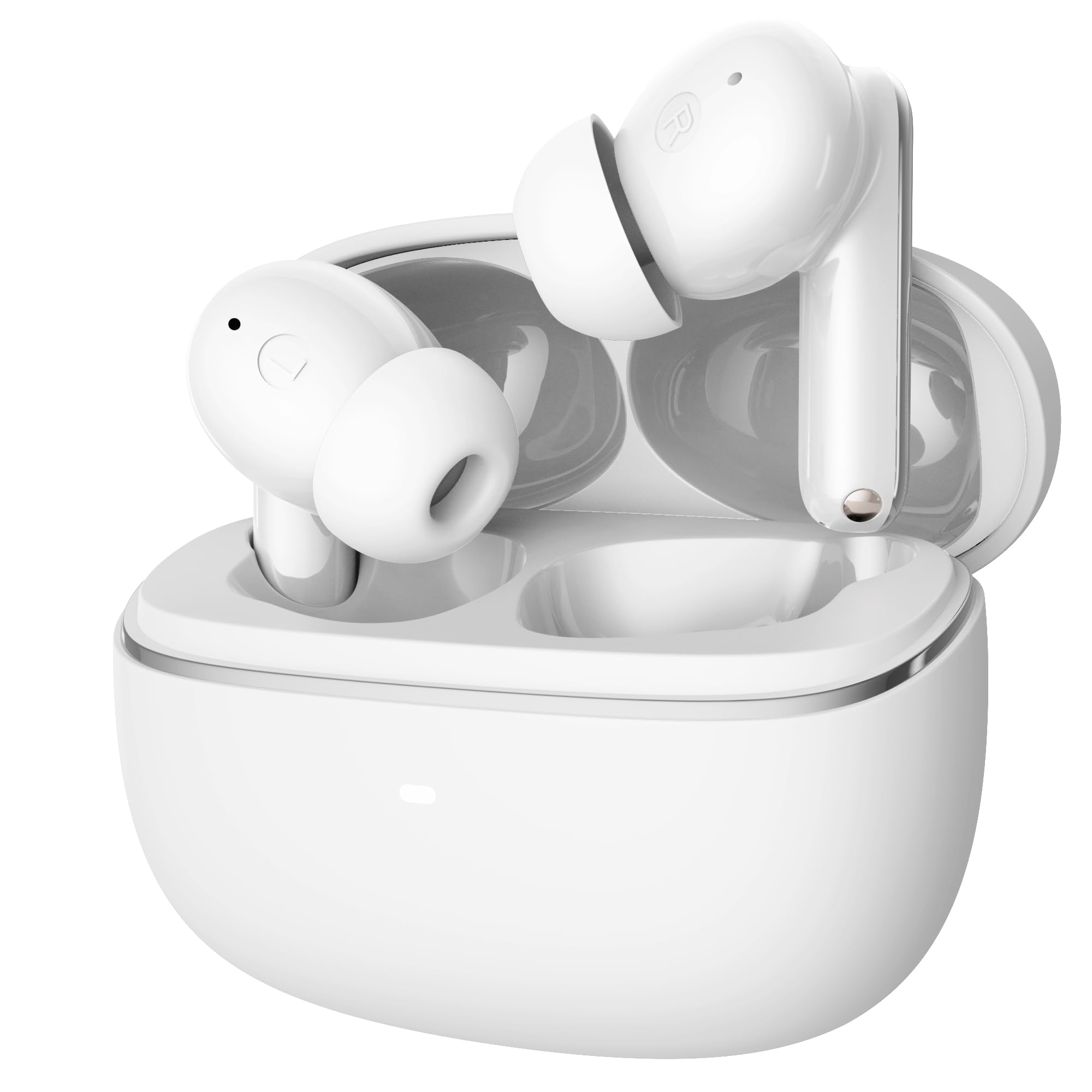 Premium Active Noise Cancelling Bluetooth Earbuds with Qi Wireless Charging, Hall Switch Technology & Dual Mic (ANC+ENC) - Includes Travel Pouch | USB-C Fast Charging | Porcelain White | Perfect for Commuting, Workouts & Travel