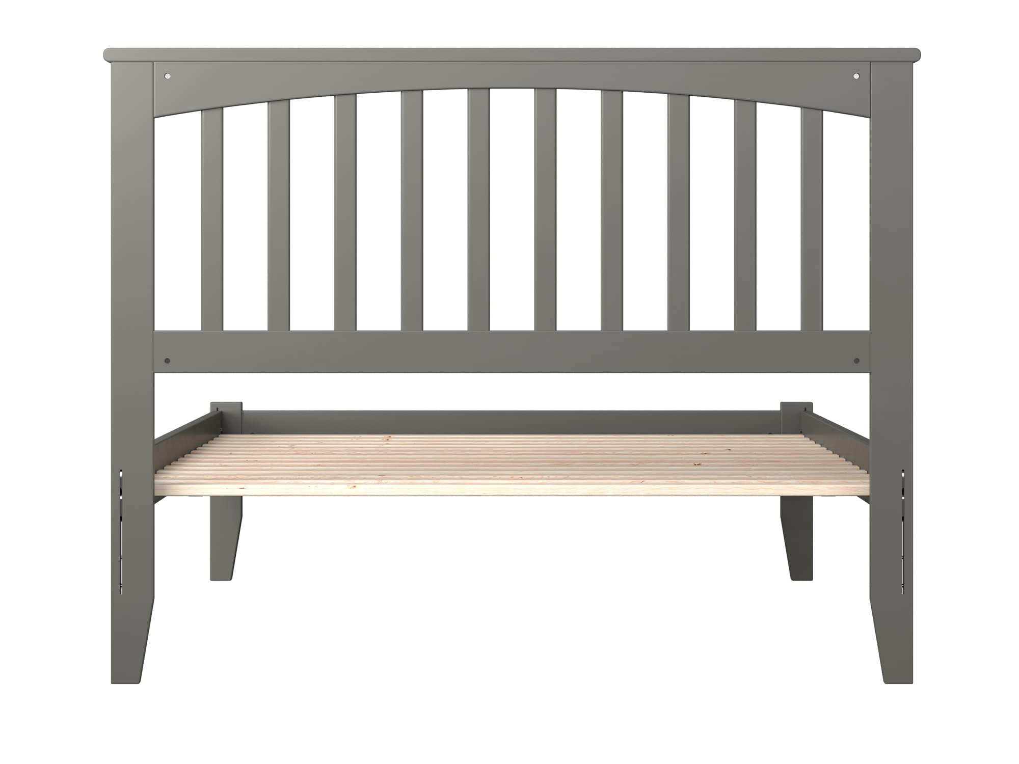 AFI Mission Full Platform Bed Frame with USB Charging Ports - Modern Grey Wooden Bed for Small Spaces & Apartments - Perfect for Bedrooms, Guest Rooms & Studio Living