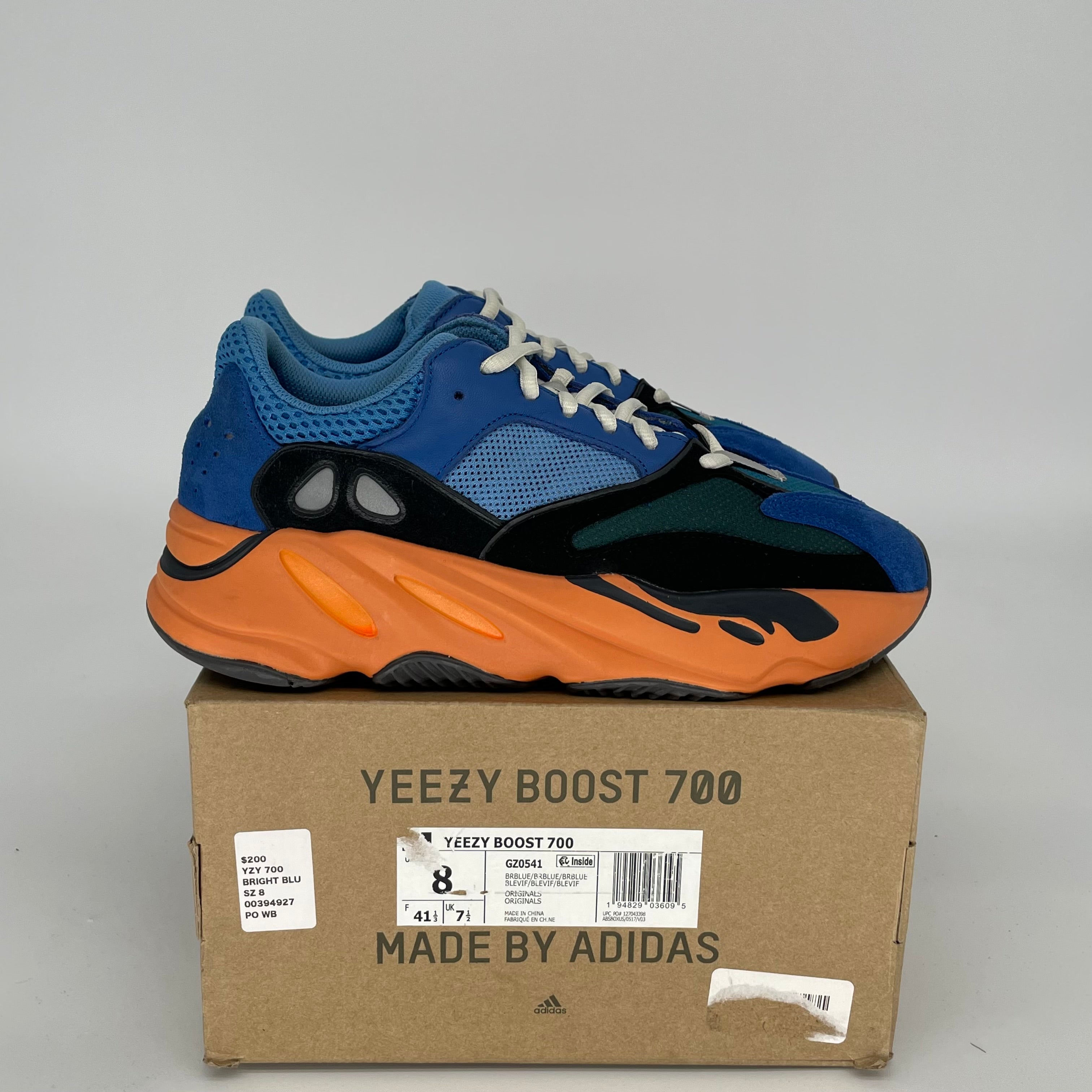 Adidas Yeezy 700 Bright Blue Sneakers - Men's Size 8 (GZ0541) | Comfortable Running Shoes for Casual Wear & Street Style Fashion