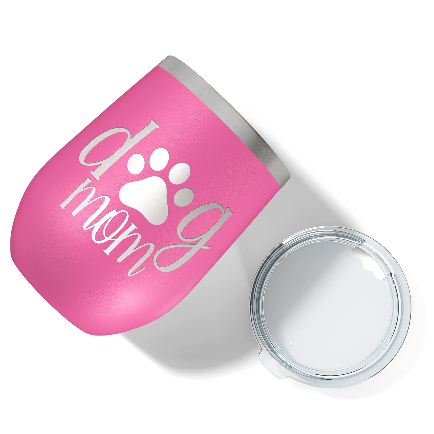 Pink Wine Tumbler for Dog Lovers - 12oz Birthday Gift for Mom - Perfect for Wine Nights & Pet Celebrations