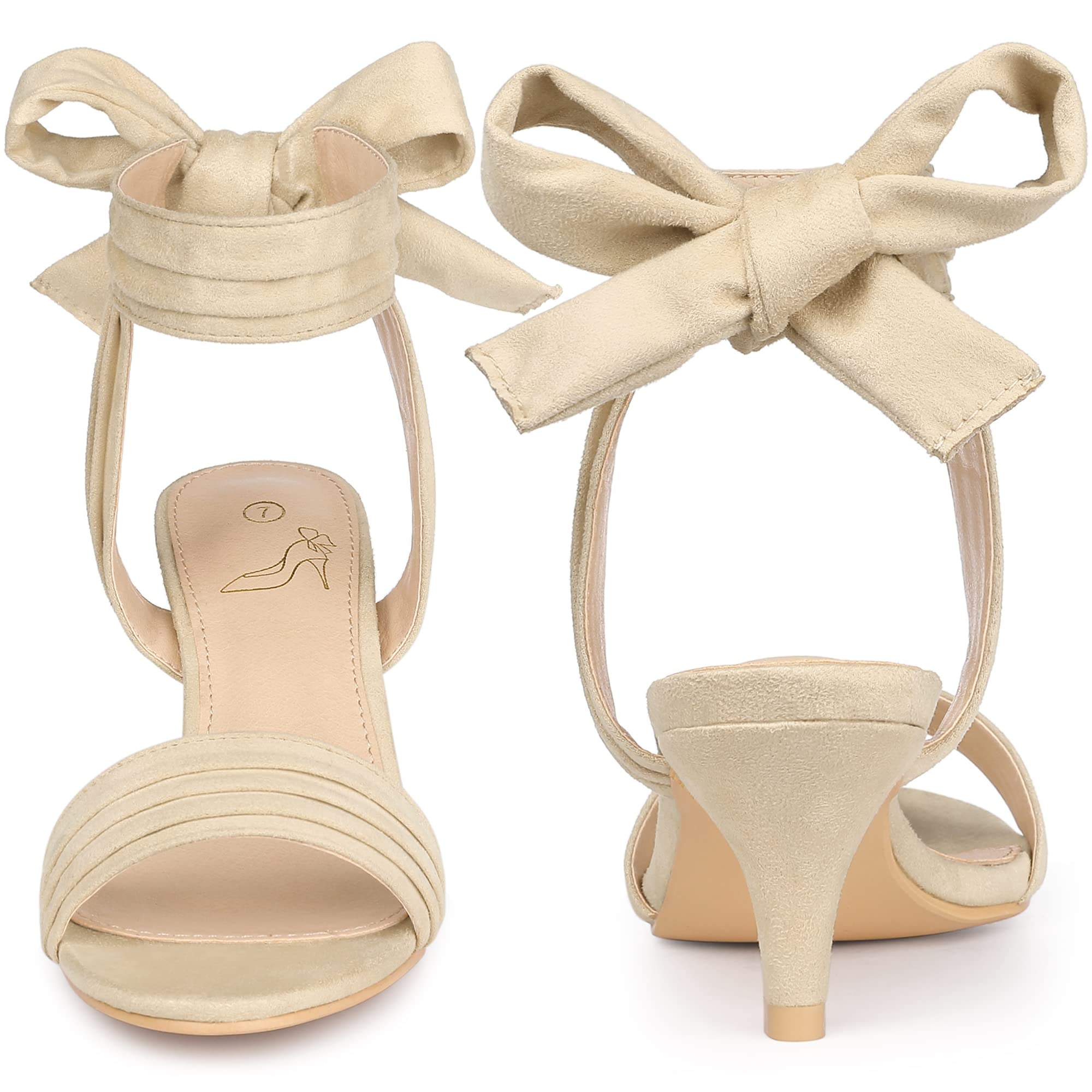 Perphy Women's Open Toe Ankle Tie Kitten Heel Sandals - Elegant Bridal Wedding Shoes for Bride, Prom, Party & Special Occasions