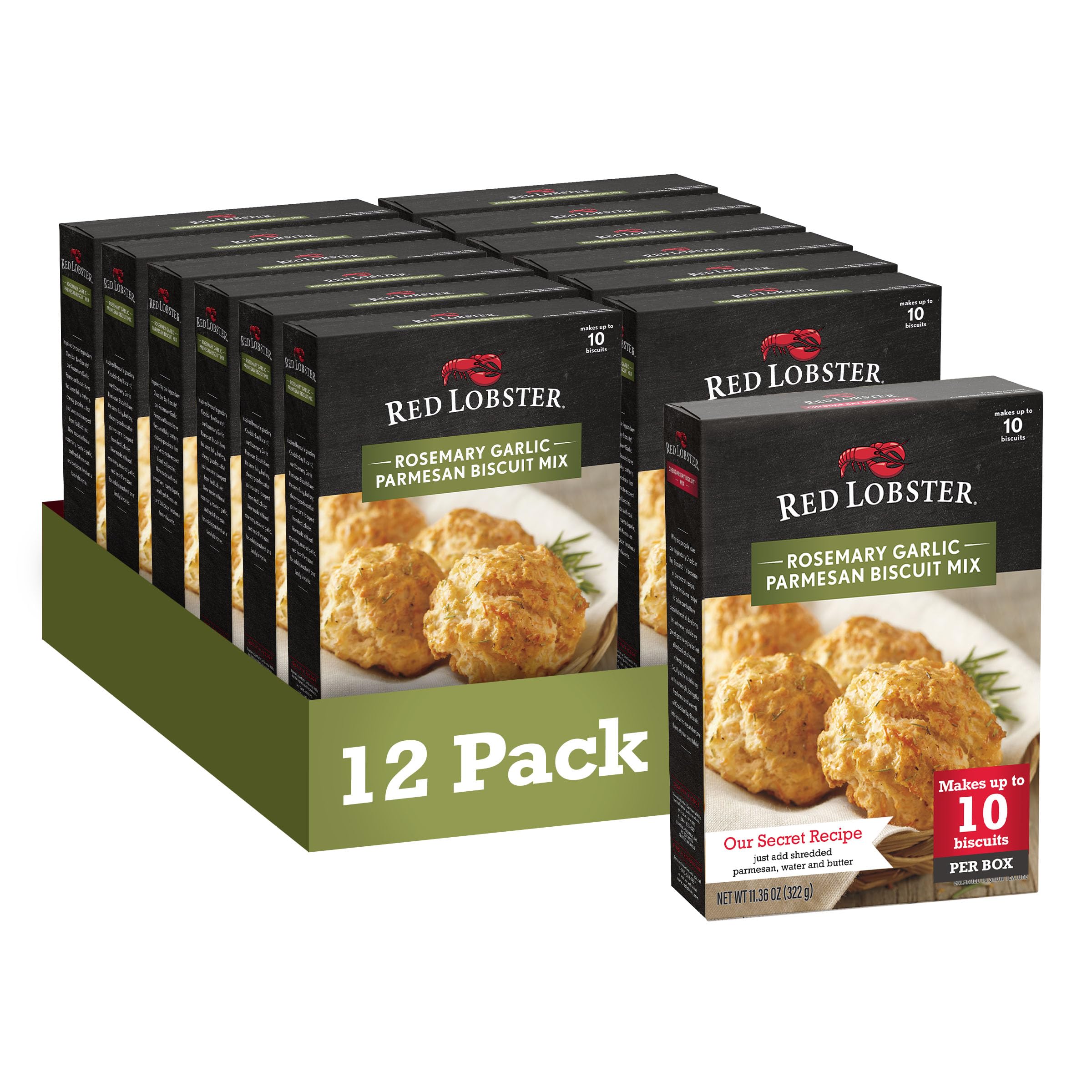Red Lobster Rosemary Garlic Parmesan Biscuit Mix with Herb Seasoning - 11.36 Oz Box (Pack of 12) | Easy Homemade Biscuits for Dinner Parties, Family Gatherings & Holiday Meals