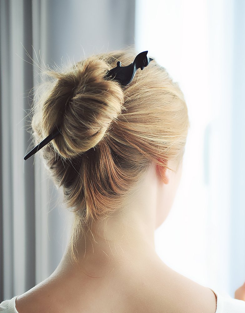 Marycrafts Handmade Black Buffalo Horn Hair Stick for Women - 7.2