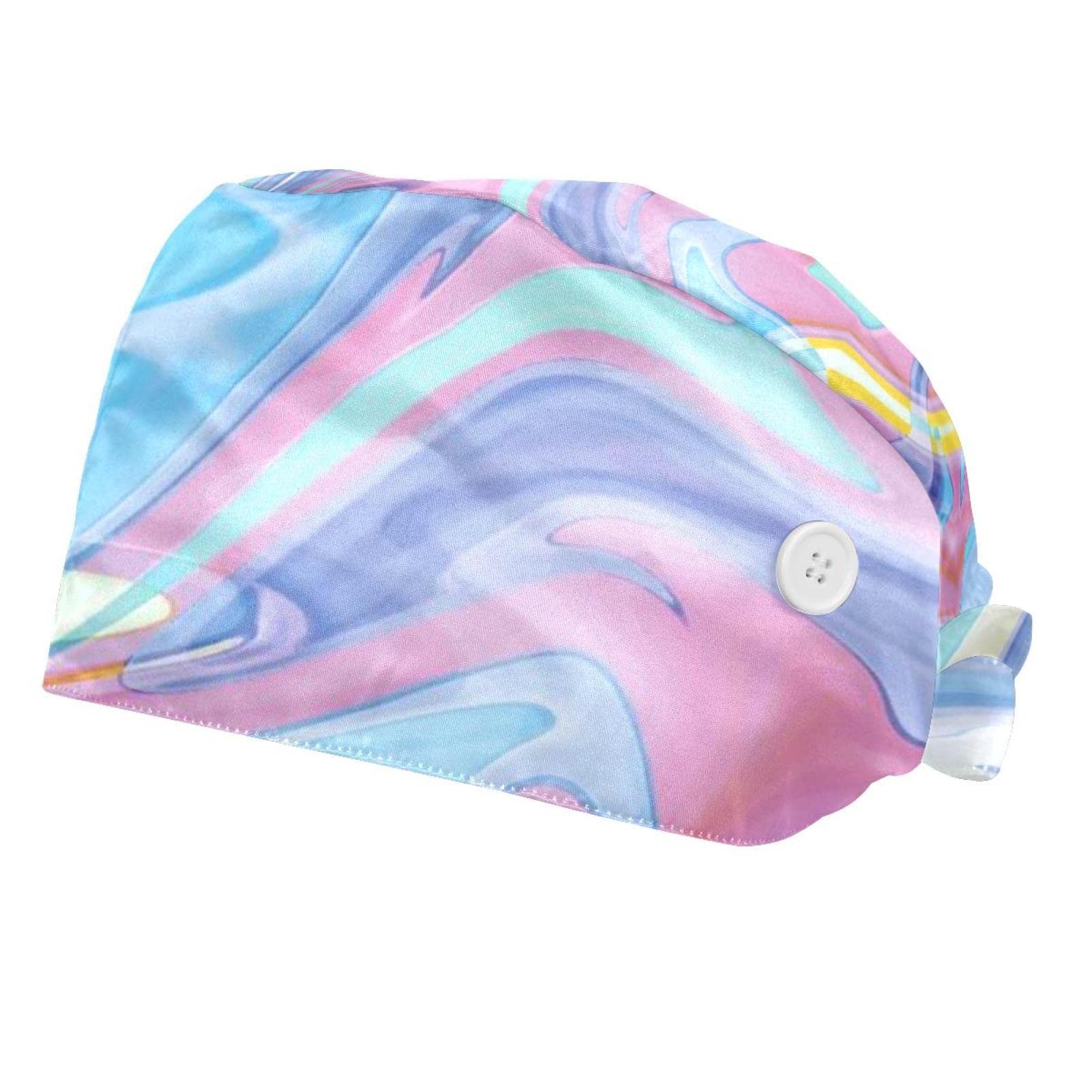 Hand Drawn Cactus Pattern Cotton Work Cap with Adjustable Tie Back & Sweatband - Unisex Sun Hat for Outdoor Work, Gardening & Summer Activities