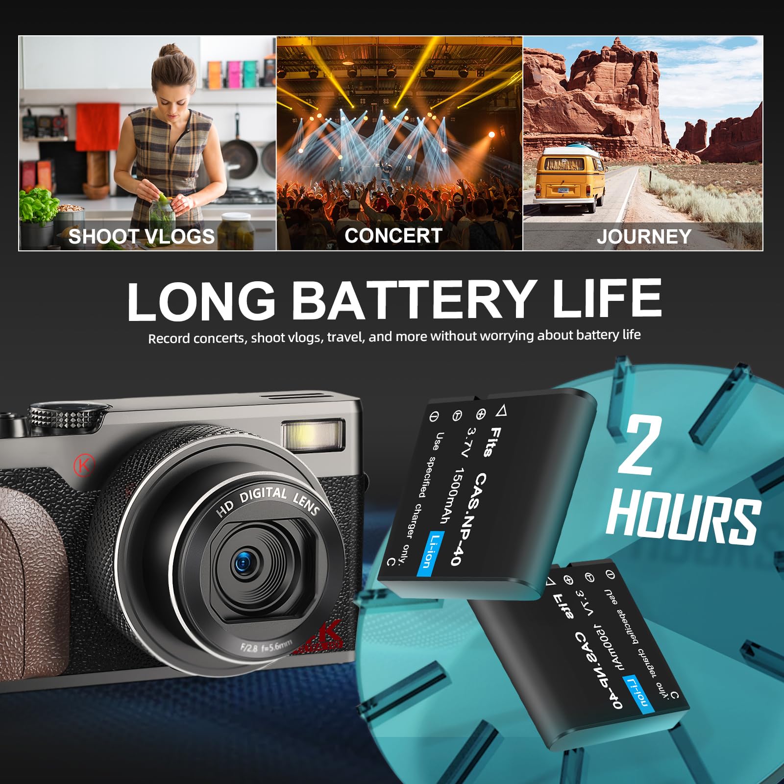 56MP Digital Camera with 4K Video & 180° Flip Screen - 16X Zoom Point and Shoot Camera for Photography, YouTube Vlogging - Compact Travel Camera for Beginners (Includes 32GB SD Card & 2 Batteries) - Perfect for Travel, Family Events & Content Creation